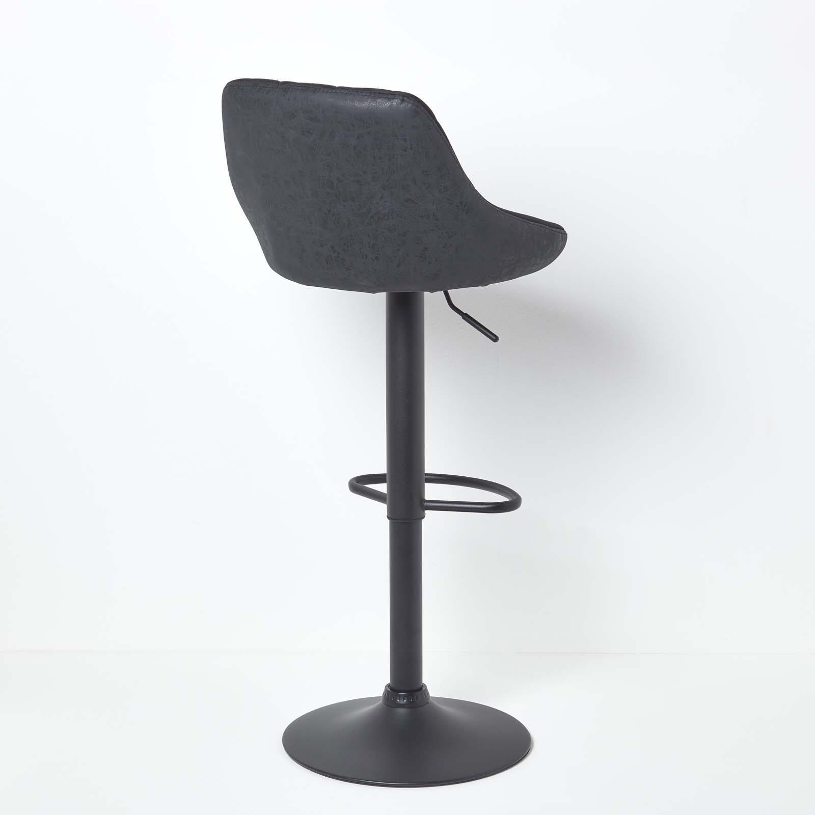 Velvet & Faux Leather Bar Stool Swivel Chair Adjustable Barstool with Backrest - Picture 6 of 22