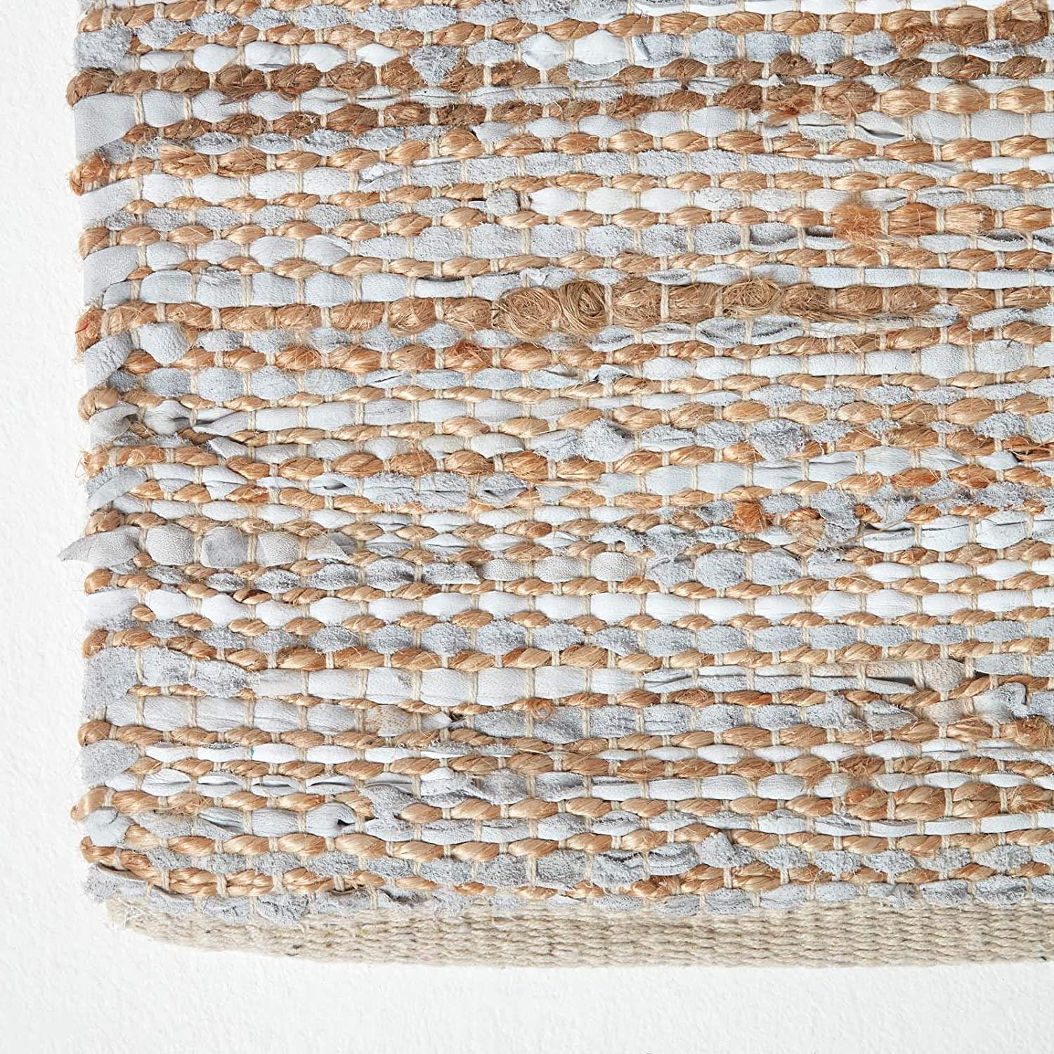 Madras Leather Hemp Rugs for Living Rooms, Brown, Natural - Picture 16 of 20