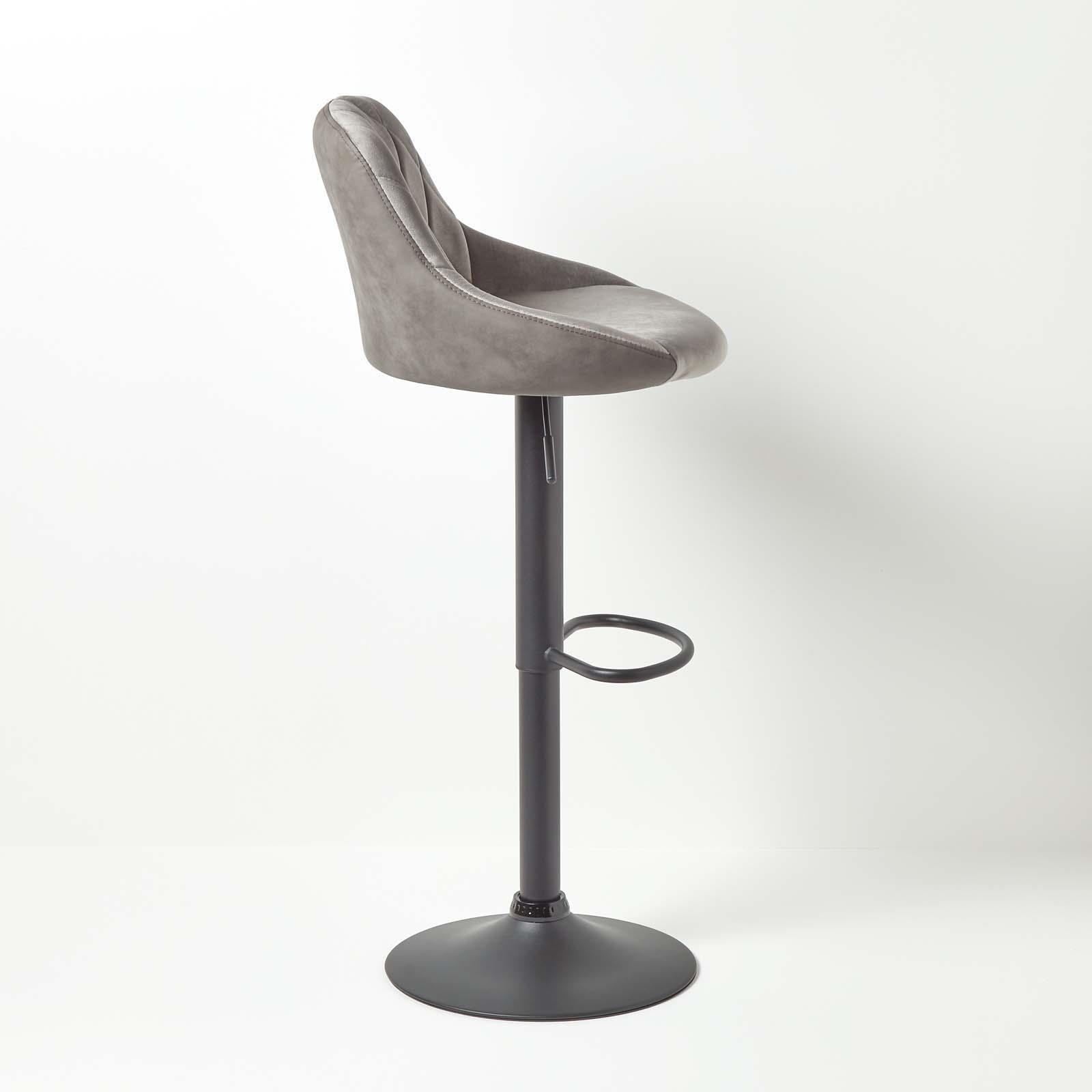 Velvet & Faux Leather Bar Stool Swivel Chair Adjustable Barstool with Backrest - Picture 19 of 22