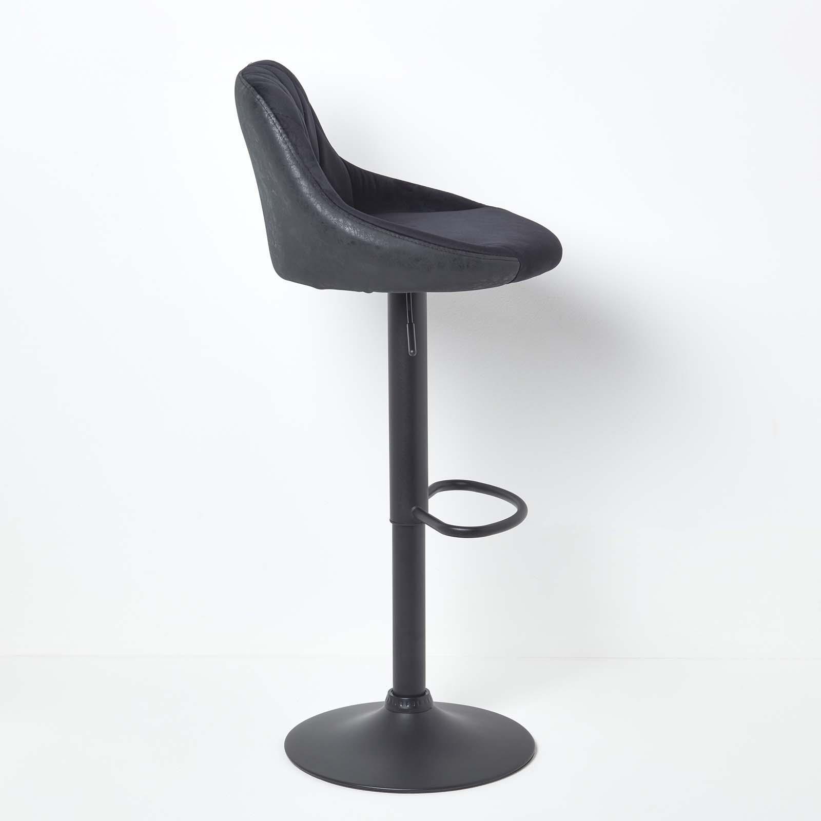 Velvet & Faux Leather Bar Stool Swivel Chair Adjustable Barstool with Backrest - Picture 5 of 22
