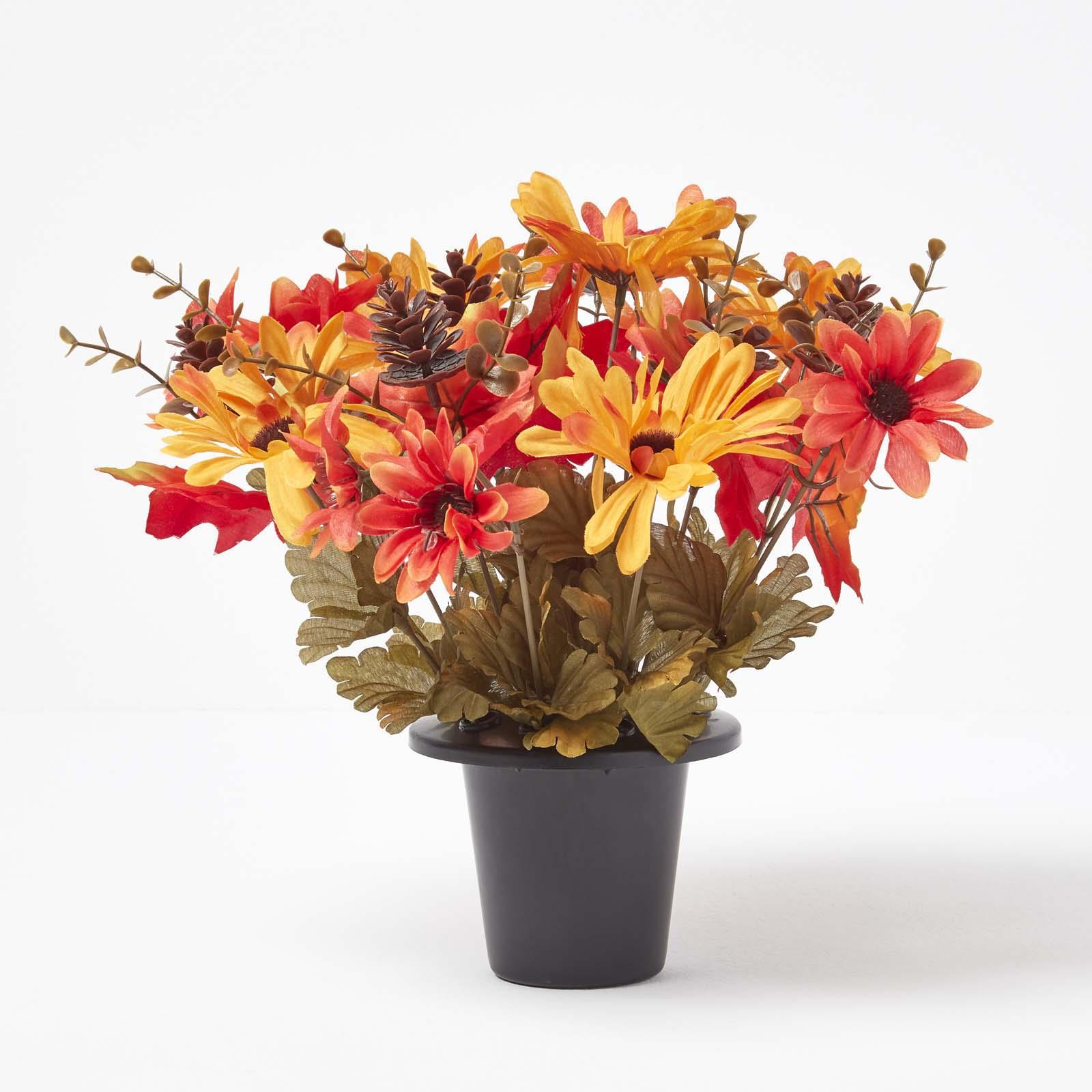 Artificial Flowers in Grave Vase Arrangement Crematorium Memorial