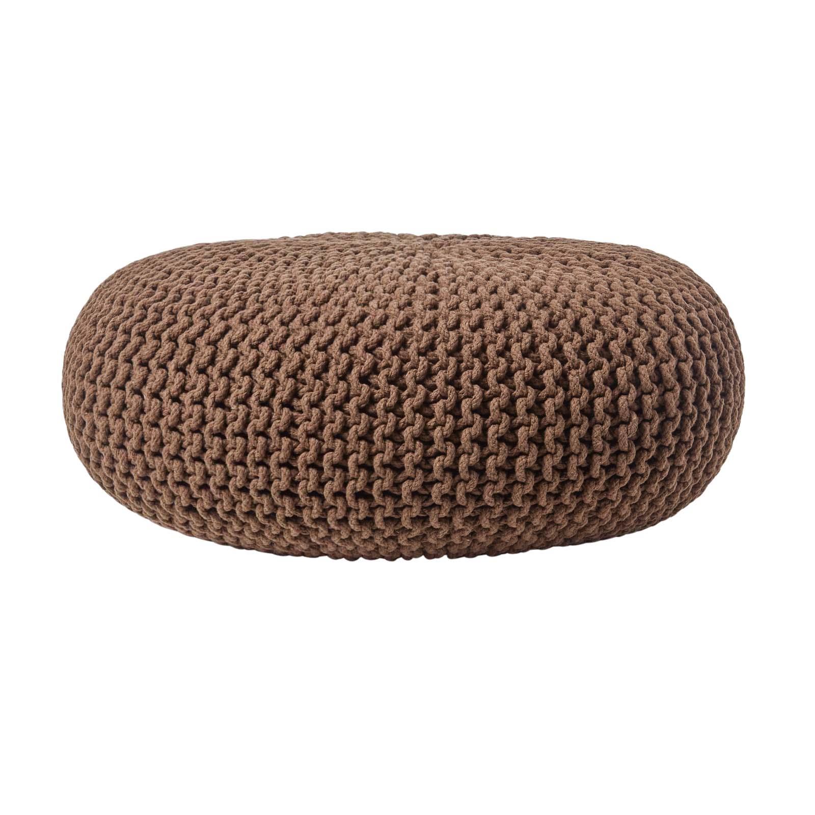 Large Round Cotton Knitted Pouffes Footstools Red, Yellow, Black, Grey, Natural - Picture 14 of 108