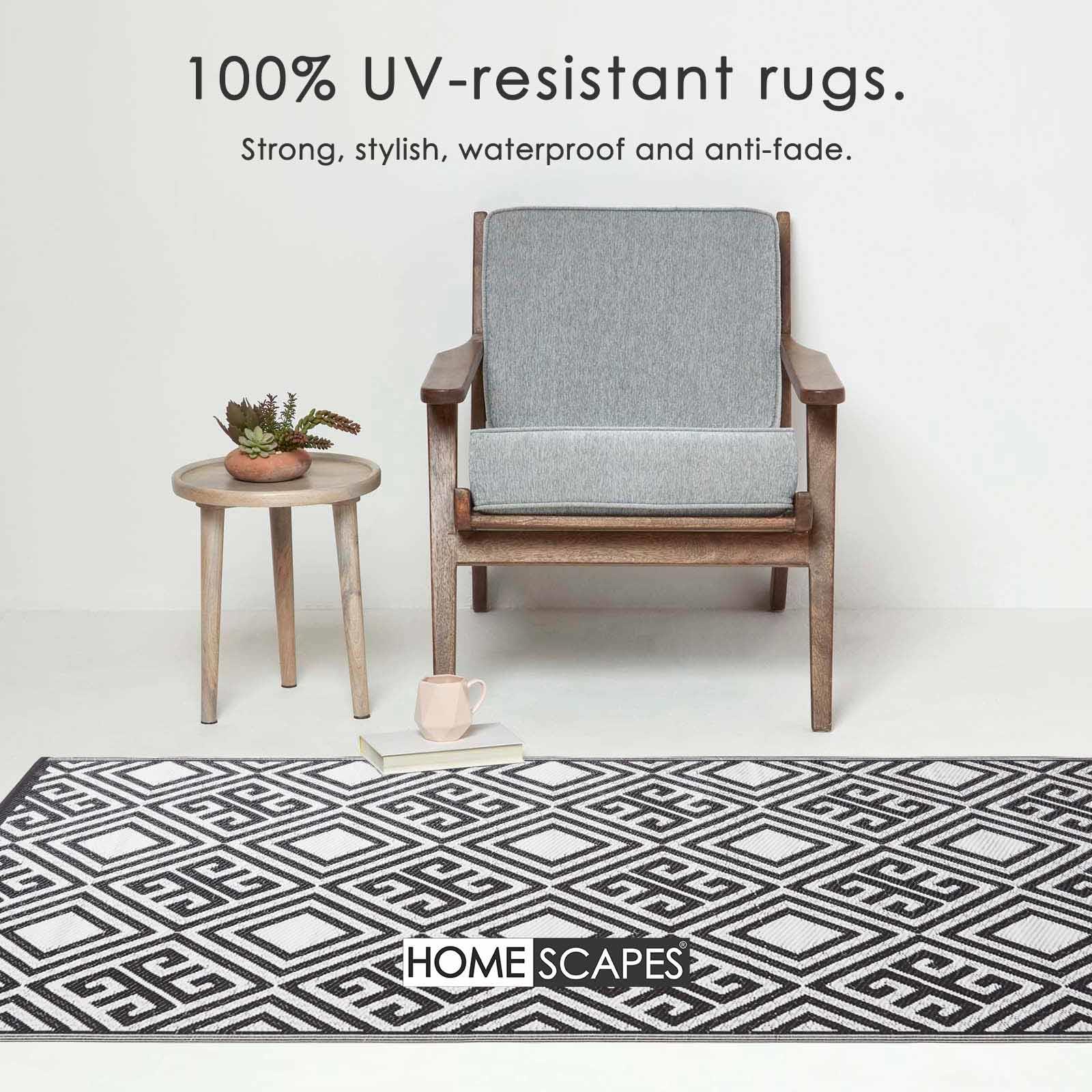 Reversible Indoor/Outdoor Garden Rugs in Motif Mosaic Leaf & Geometric Pattern - Picture 27 of 67