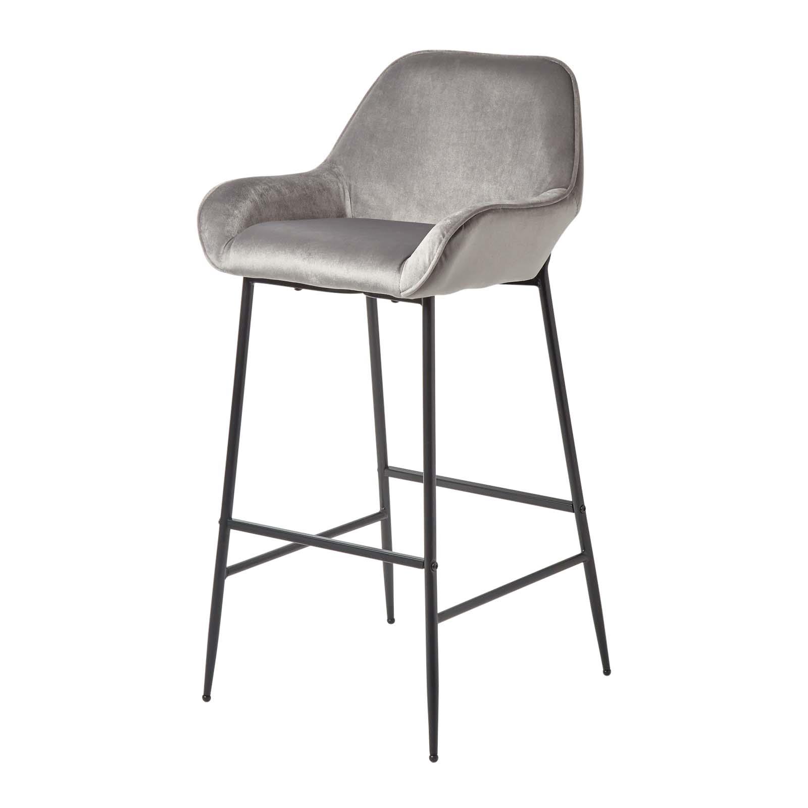 Velvet Bar Stool Chair On-Trend Kitchen Breakfast Bar Stool with Backrest - Picture 33 of 40