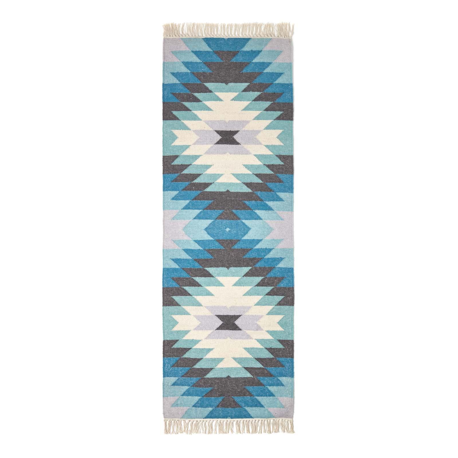Handmade Cotton & Wool Kilim Rugs Runner Multi Coloured Geometric Diamond Carpet - Picture 33 of 64