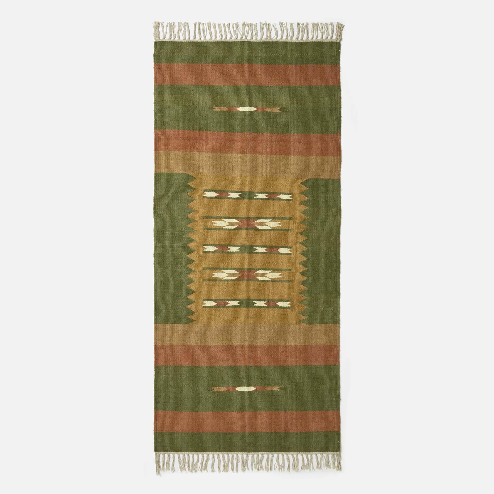 Handwoven Kilim Rug Runner Cotton & Jute in Traditional Pattern with Tassels - Picture 12 of 15