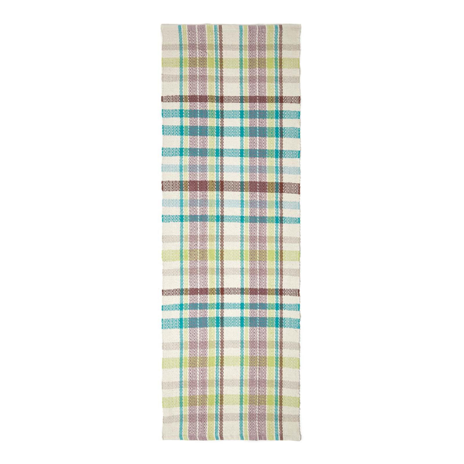 Handwoven Geometric & Checked Pattern Contemorary Style Cotton Hallway Runner - Picture 33 of 36