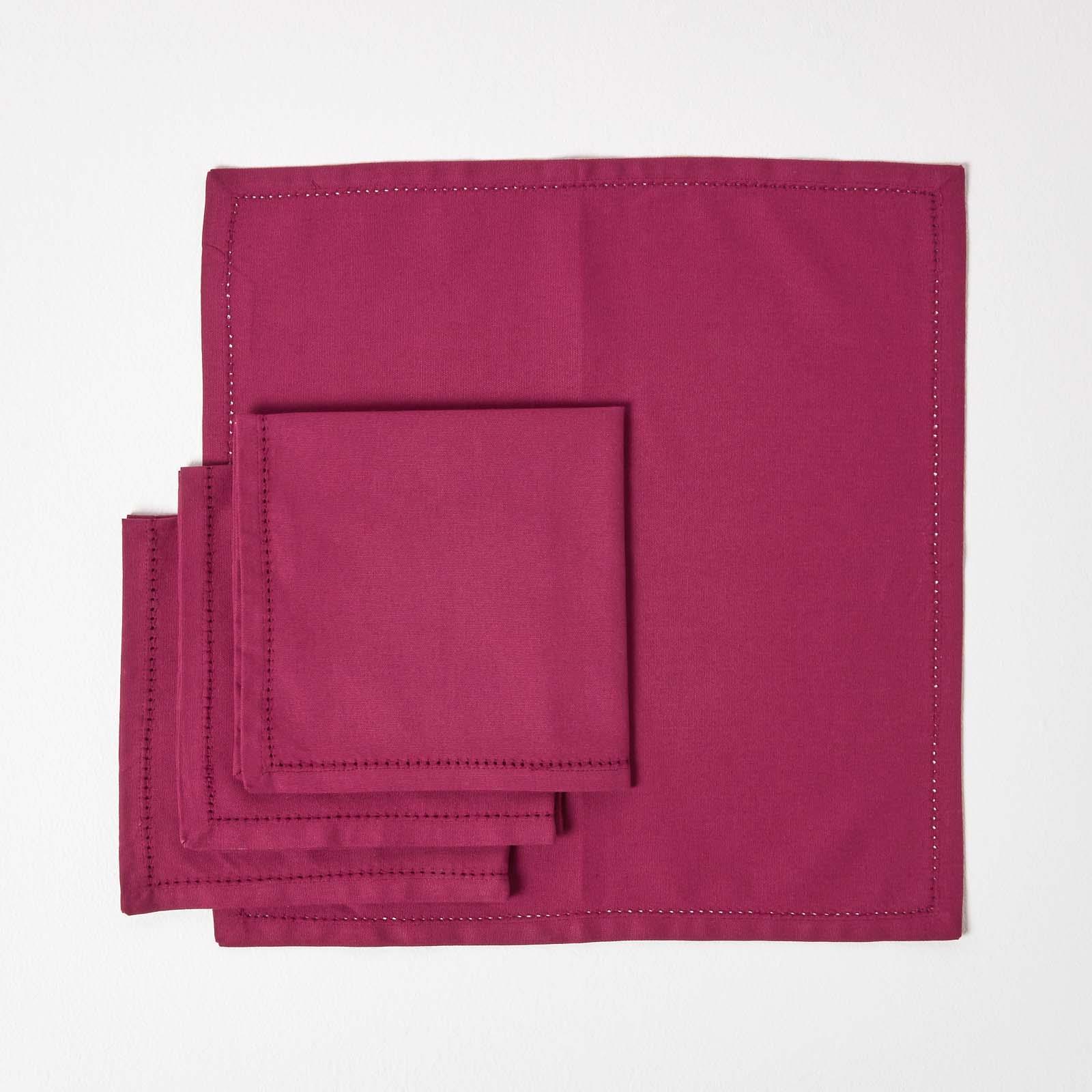Cotton Table Linen Set of 4 Dining Table Napkins Plain & Check Cloth