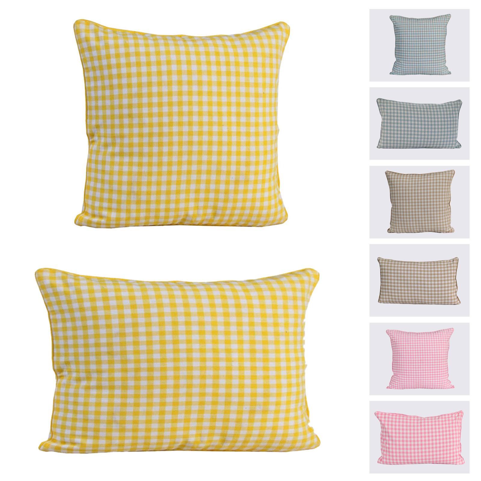 100 Cotton Gingham Check Cushion Cover Square Rectangular Sofa