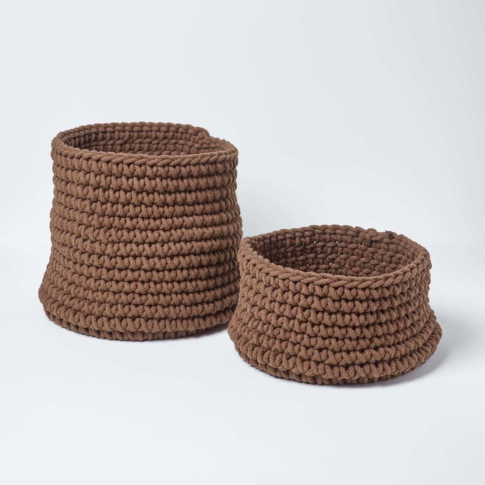100% Cotton Round Knitted Storage Basket Books & Cloths Storage Handmade Basket - Picture 24 of 135