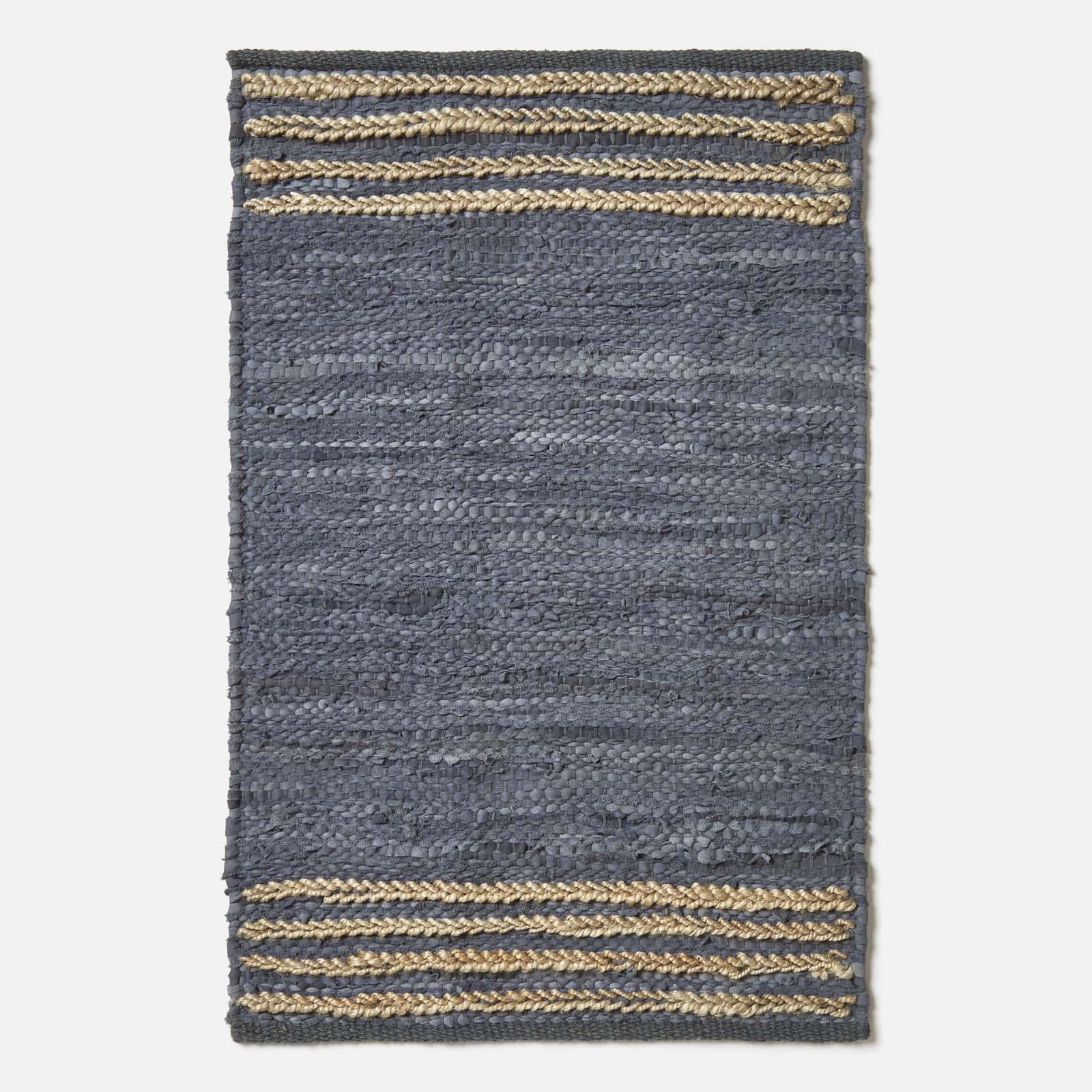 Handmade Stripe Design Recycled Eco Friendly Real Leather Rug and Runner - Picture 13 of 17