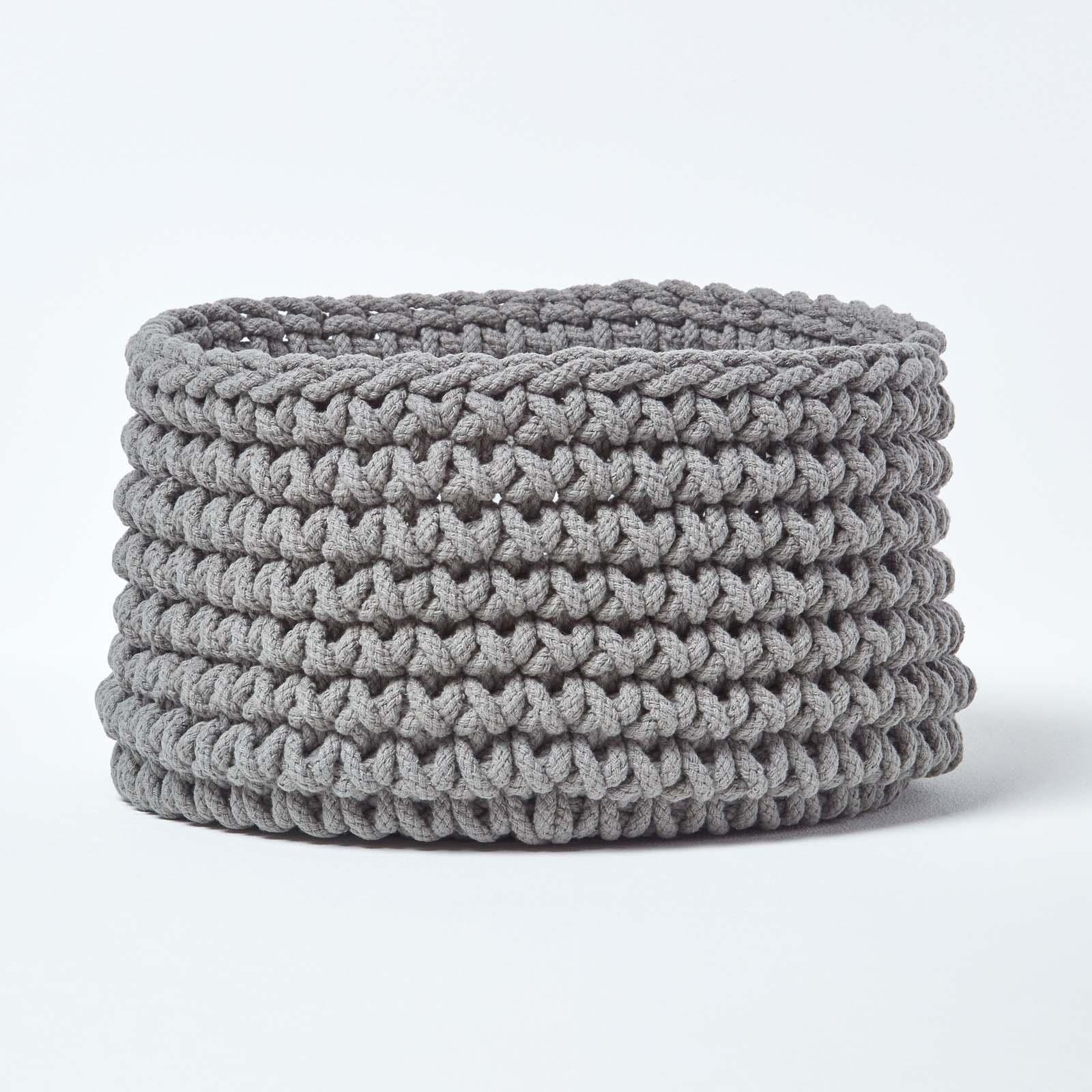 100% Cotton Round Knitted Storage Basket Books & Cloths Storage Handmade Basket - Picture 25 of 135