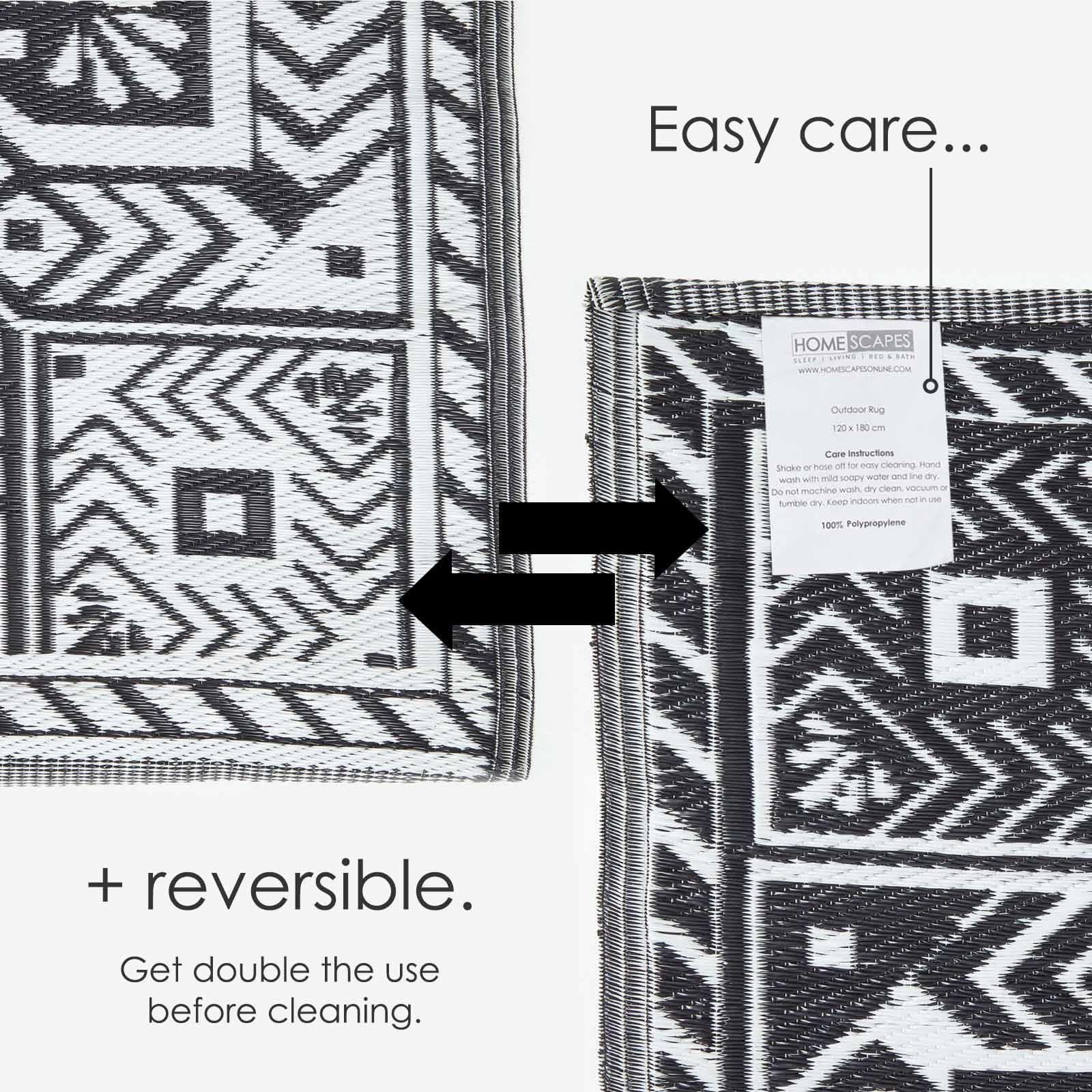 Reversible Indoor/Outdoor Garden Rugs in Motif Mosaic Leaf & Geometric Pattern - Picture 66 of 67