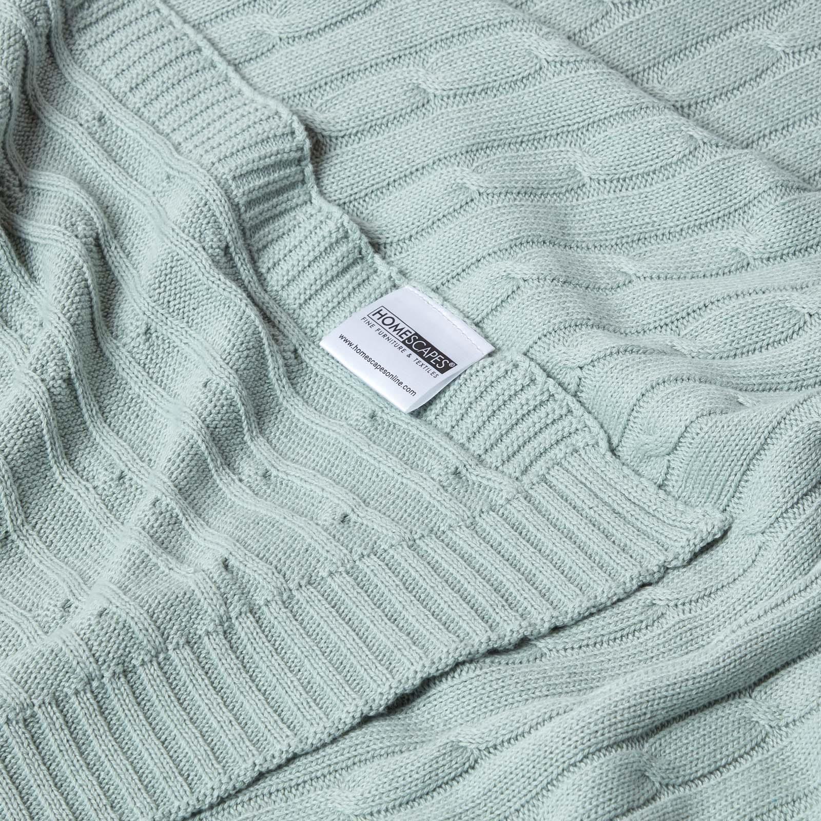 Cotton Cable Knit Throw, Blue, Grey, Green, Pink, Natural, Chocolate - Picture 17 of 65