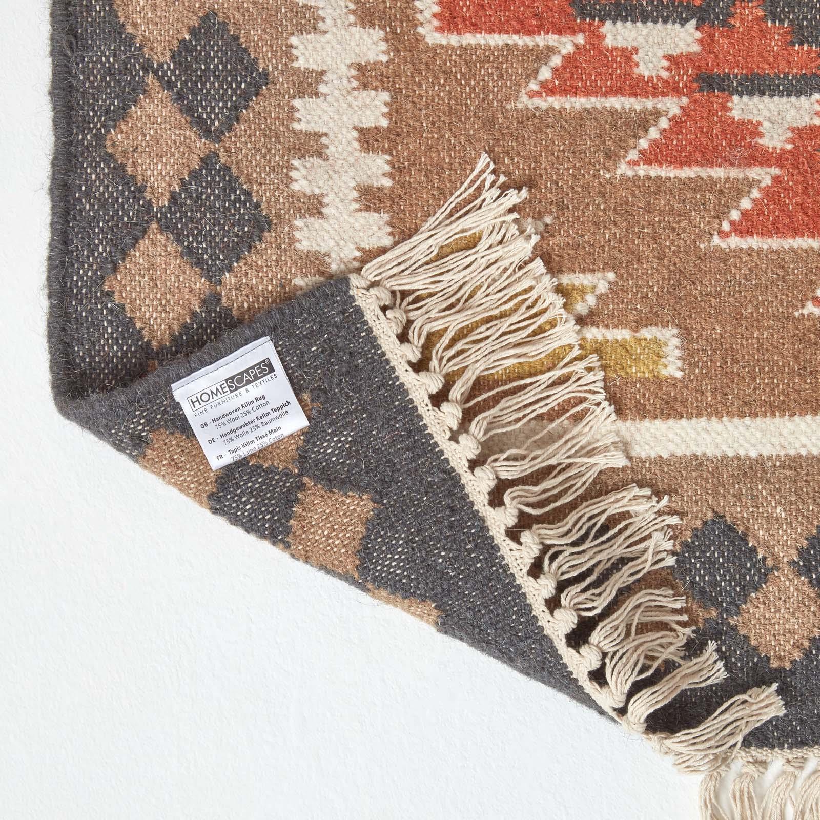 Handmade Cotton & Wool Kilim Rugs Runner Multi Coloured Geometric Diamond Carpet - Picture 43 of 64