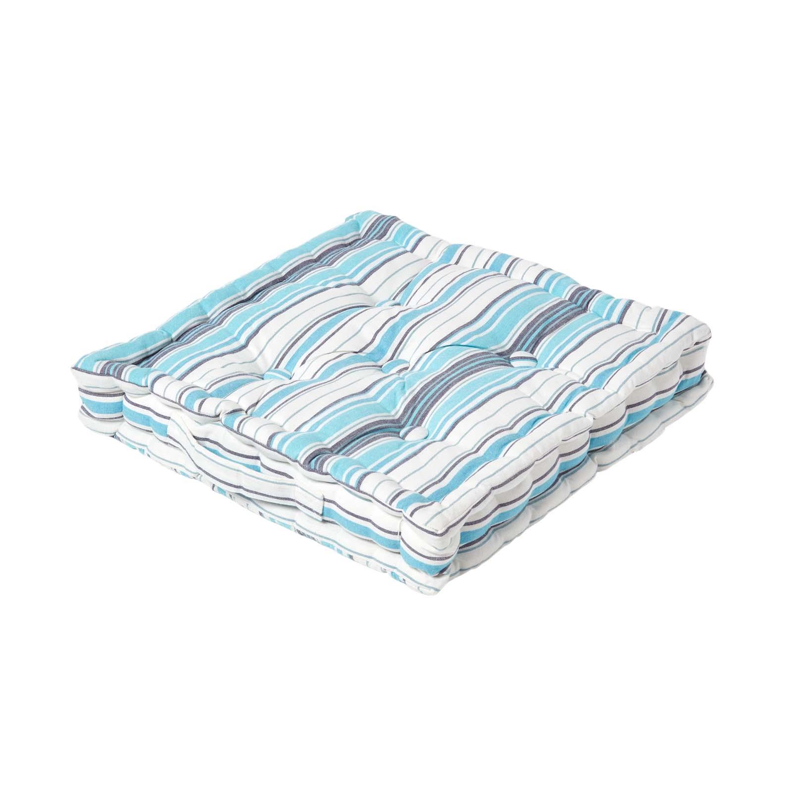 Striped Large Floor Cushion, Blue, Green, Multicolour - Picture 2 of 19