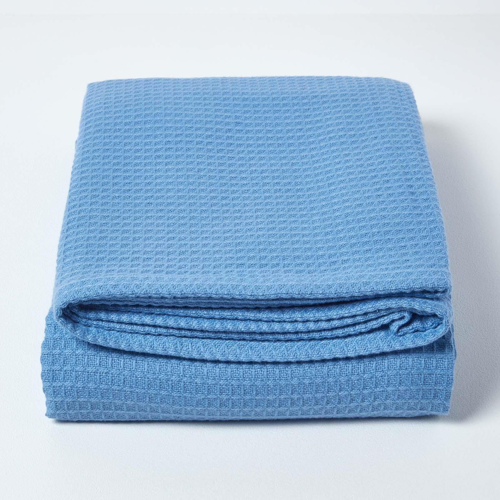 Organic Cotton Waffle Blanket/ Throw Blue, Pink, Green, Natural, White - Picture 3 of 28