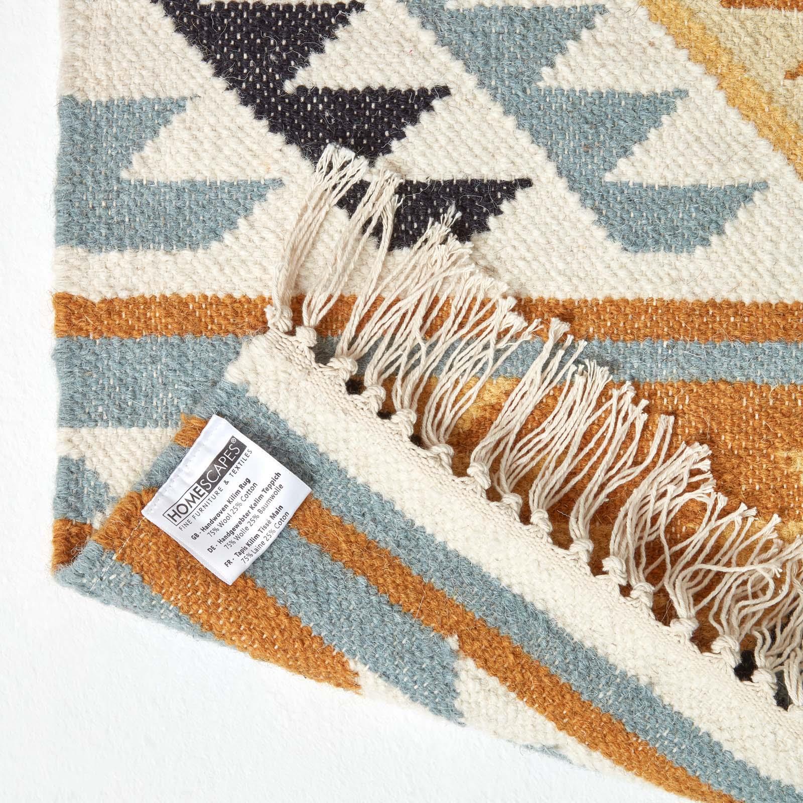 Handmade Cotton & Wool Kilim Rugs Runner Multi Coloured Geometric Diamond Carpet - Picture 8 of 64