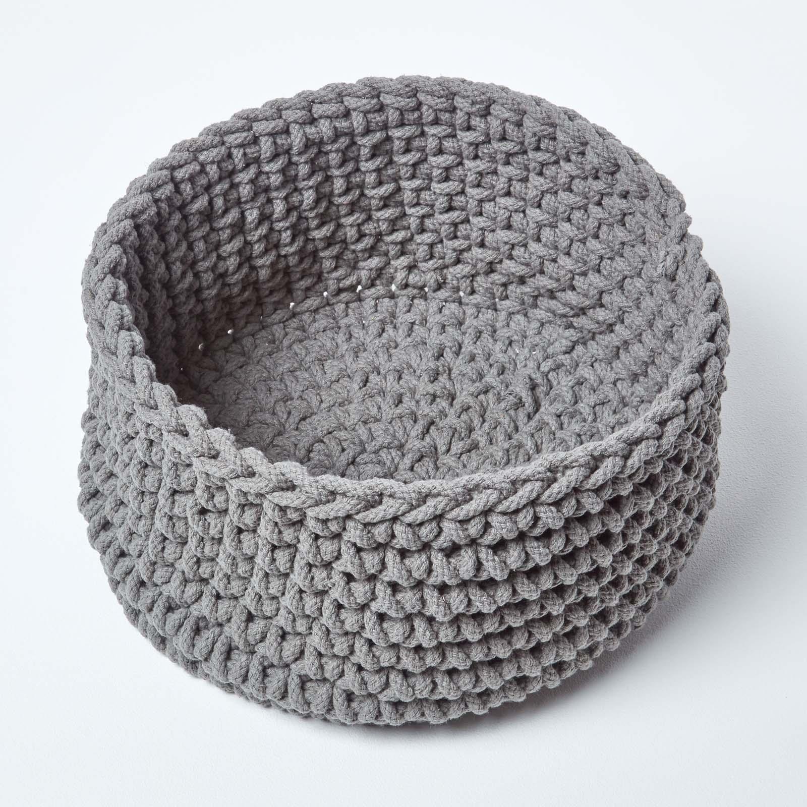 100% Cotton Round Knitted Storage Basket Books & Cloths Storage Handmade Basket - Picture 27 of 135