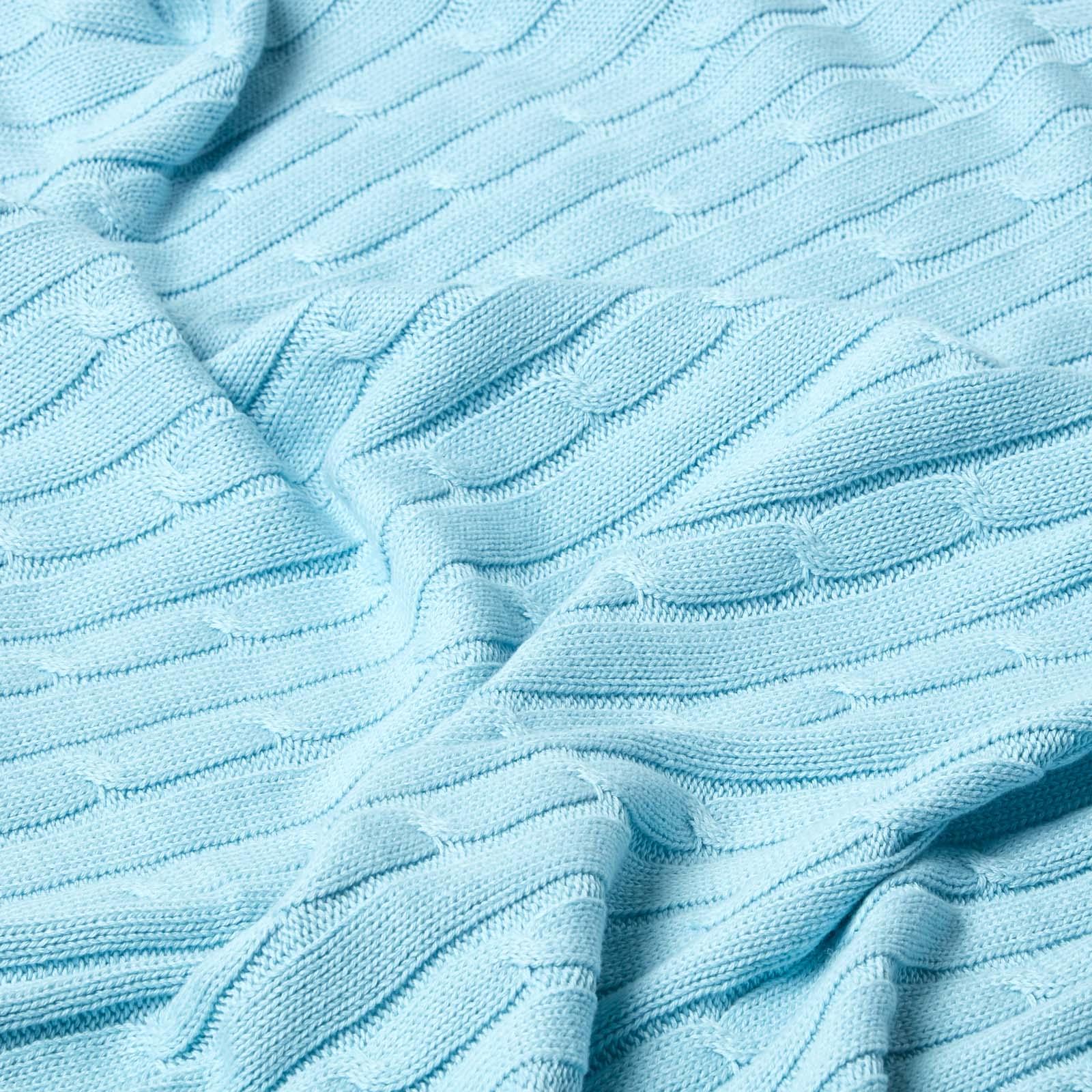 Cotton Cable Knit Throw, Blue, Grey, Green, Pink, Natural, Chocolate - Picture 53 of 65