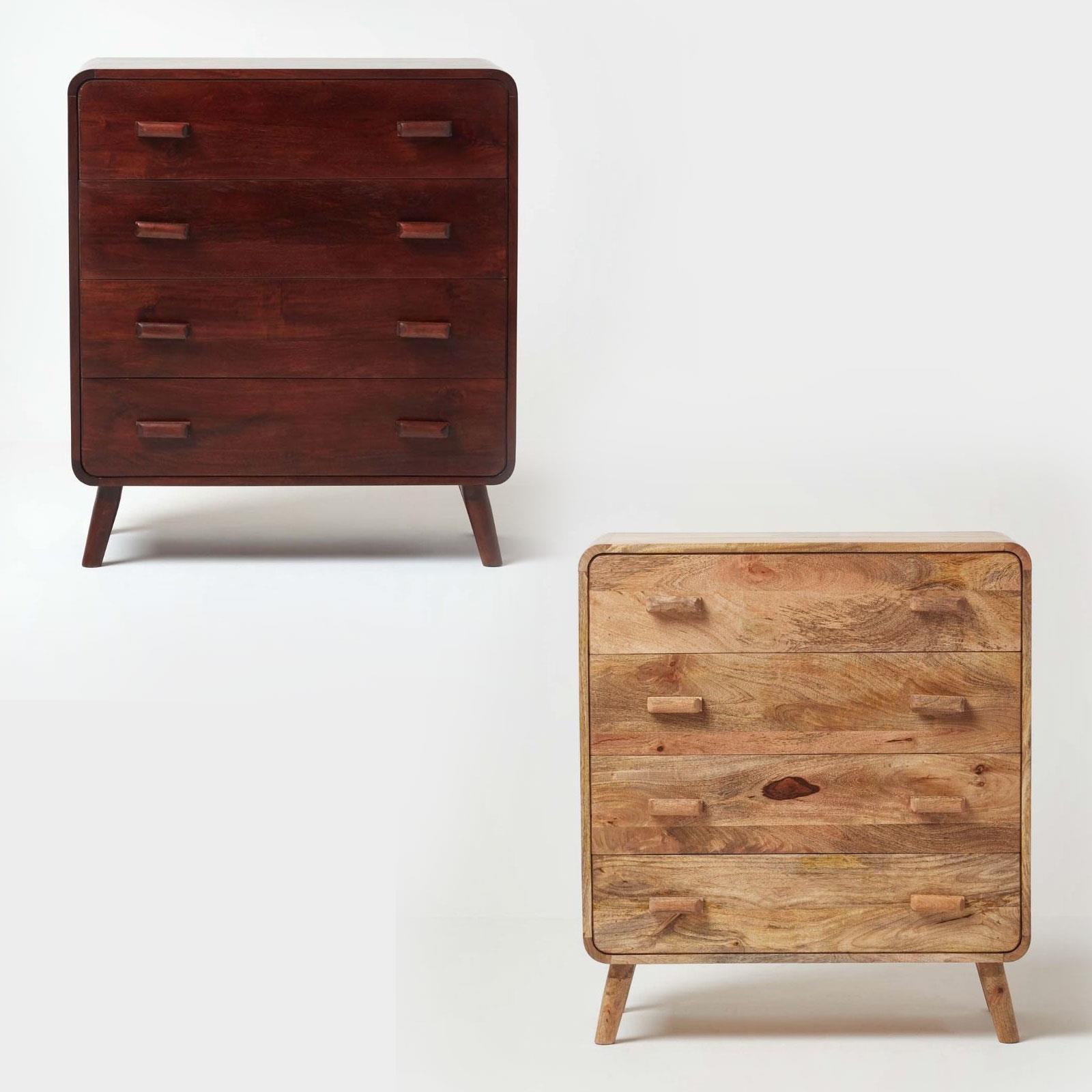 Cube Style Handmade Solid Mango Wood Chest Of Drawers In Dark