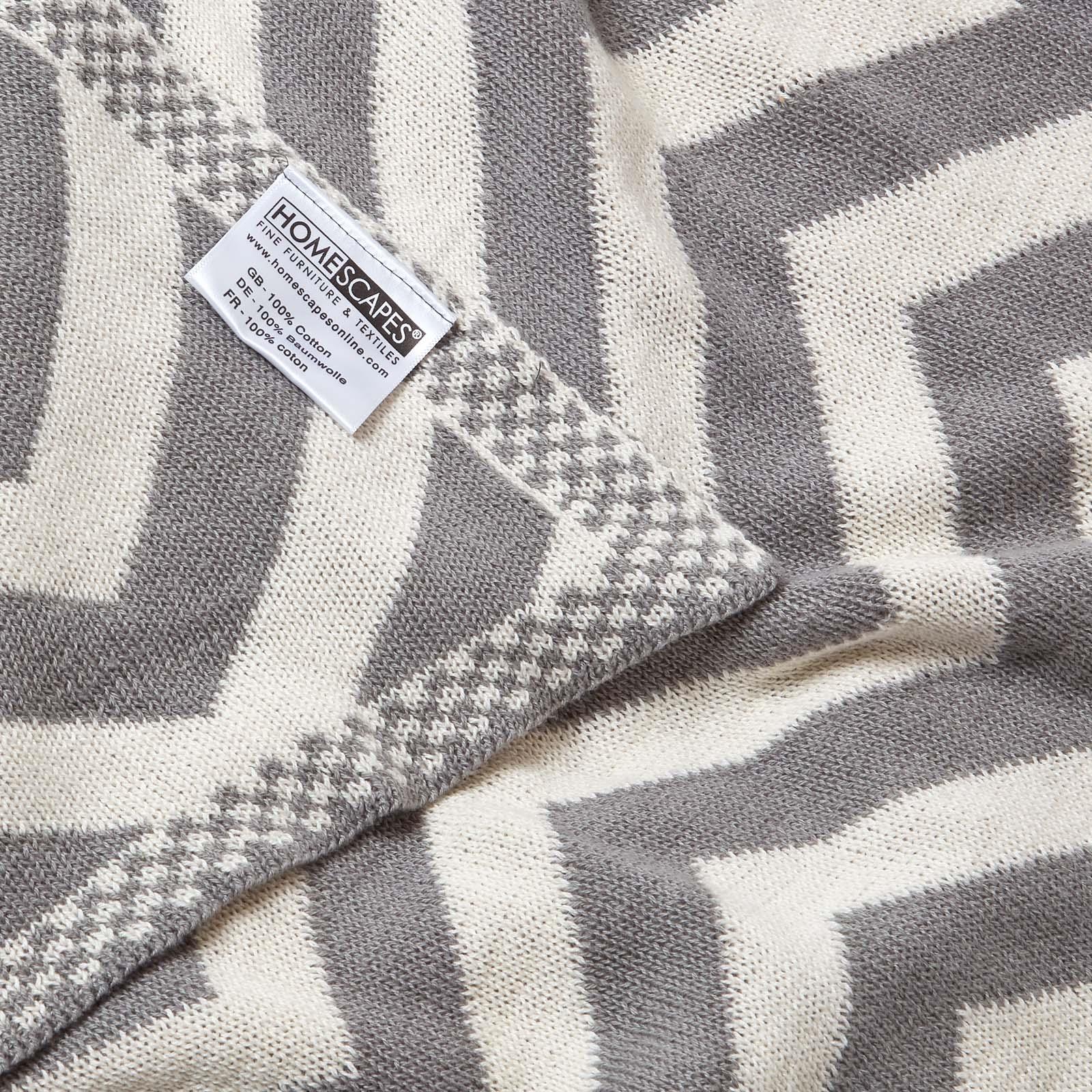 Soft Knitted Cotton Chevron Stripe Geometric Pattern Bed or Sofa Throw - Picture 8 of 16