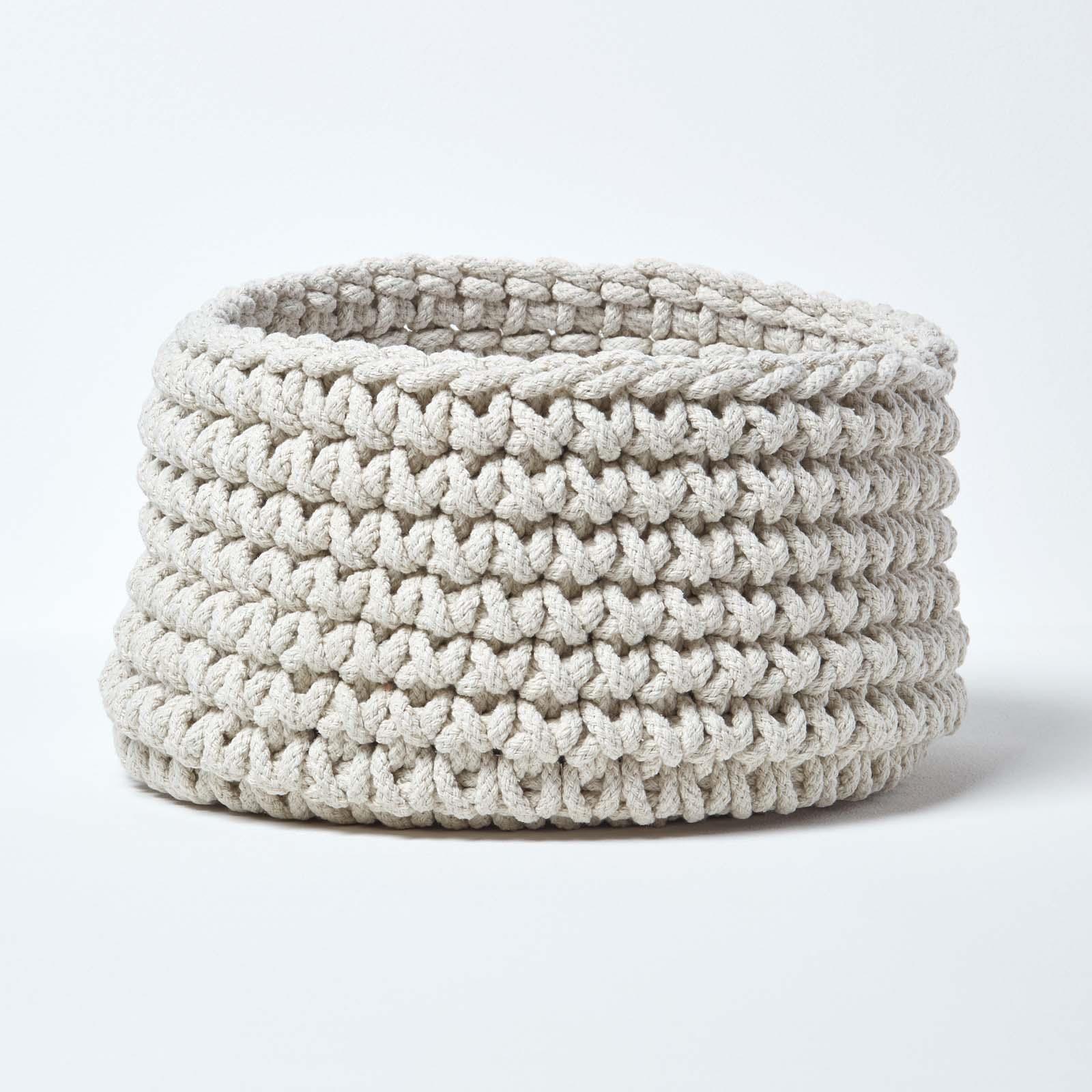 100% Cotton Round Knitted Storage Basket Books & Cloths Storage Handmade Basket - Picture 73 of 135
