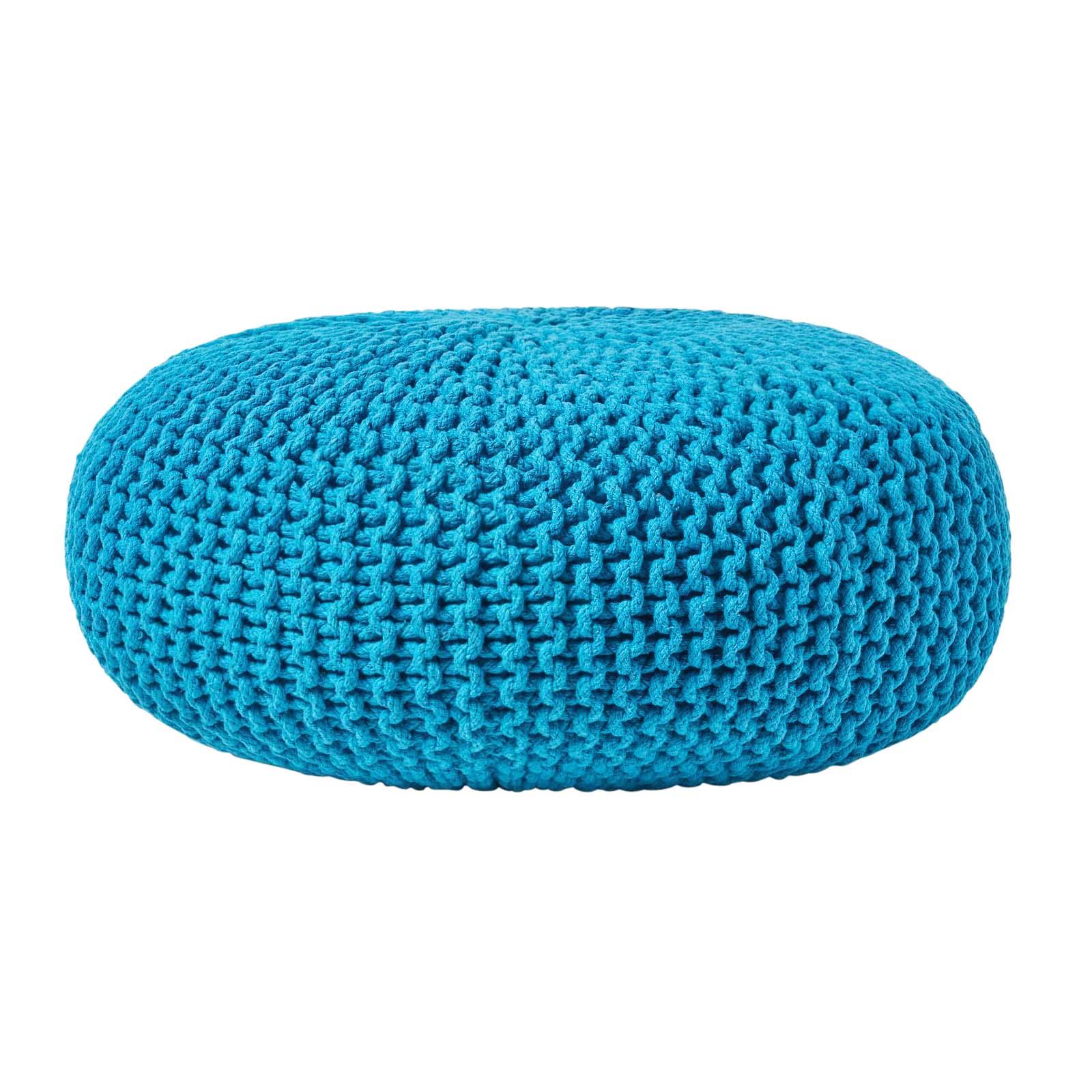 Large Round Cotton Knitted Pouffes Footstools Red, Yellow, Black, Grey, Natural - Picture 97 of 108