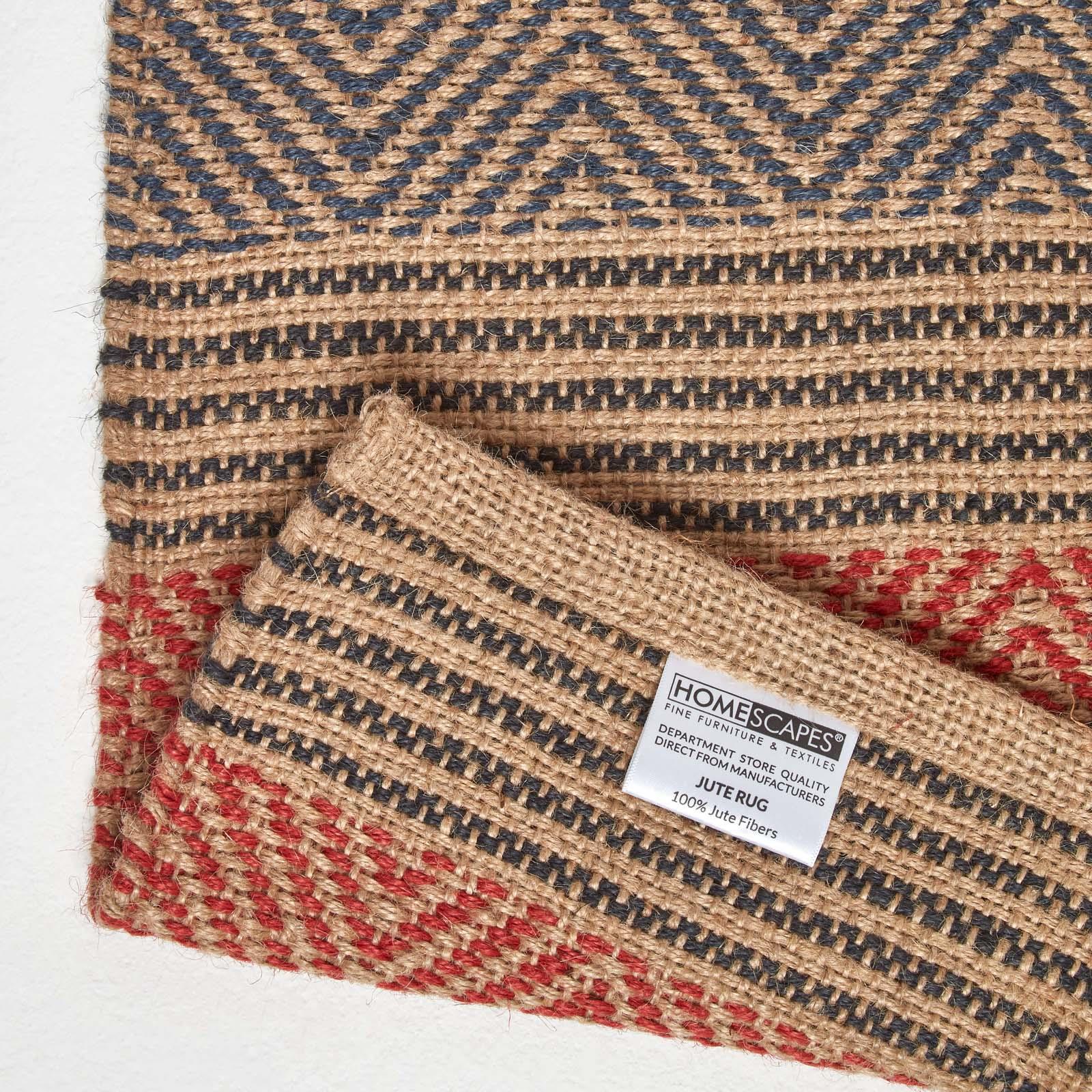 Geometric Jute Rug, Multicolour Striped, Black, Red, Blue - Picture 13 of 22