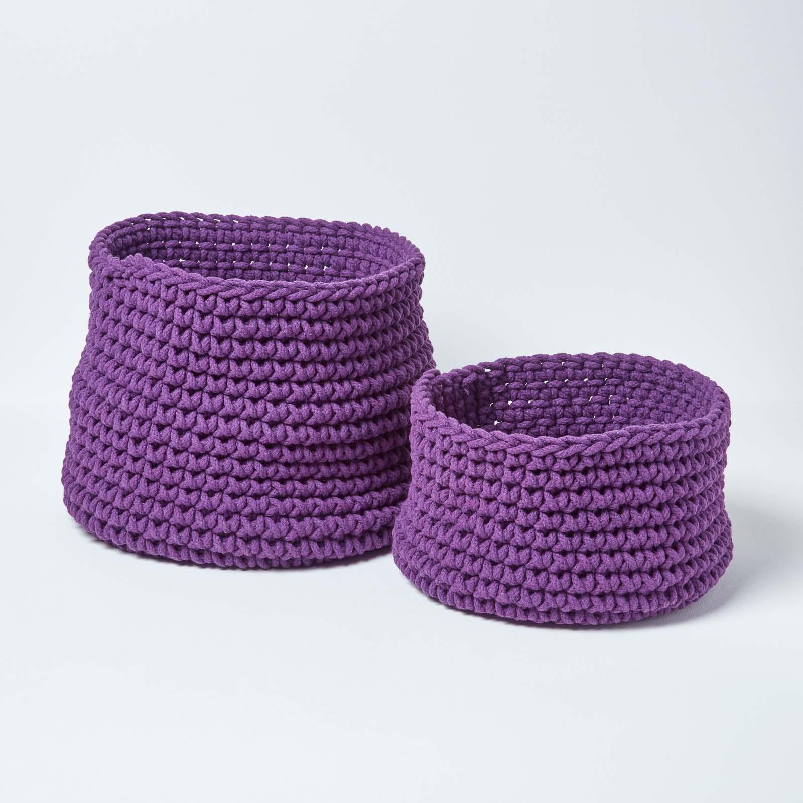 100% Cotton Round Knitted Storage Basket Books & Cloths Storage Handmade Basket - Picture 38 of 135