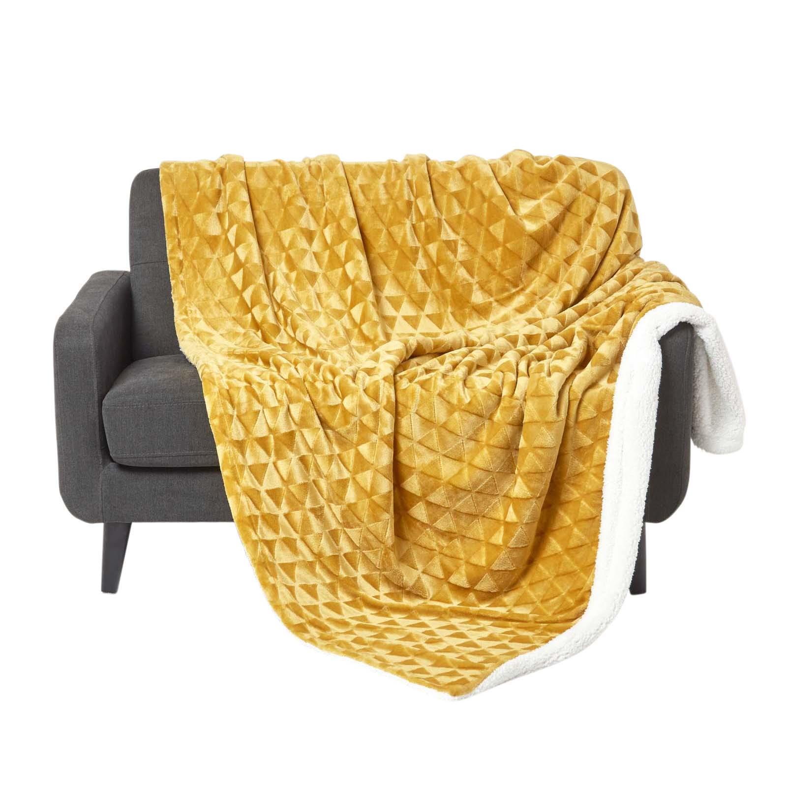 Velvet Throw Over Sofa Bedspread Geometric Triangle Soft Bed Protector Cover - Picture 43 of 74