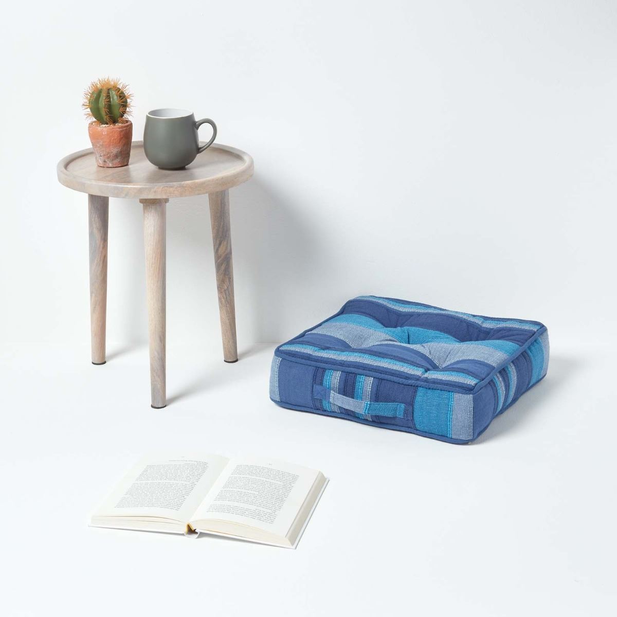 Morocco Striped Floor Cushion Outdoor Garden Dining Booster Seat Pads Square - Picture 9 of 49