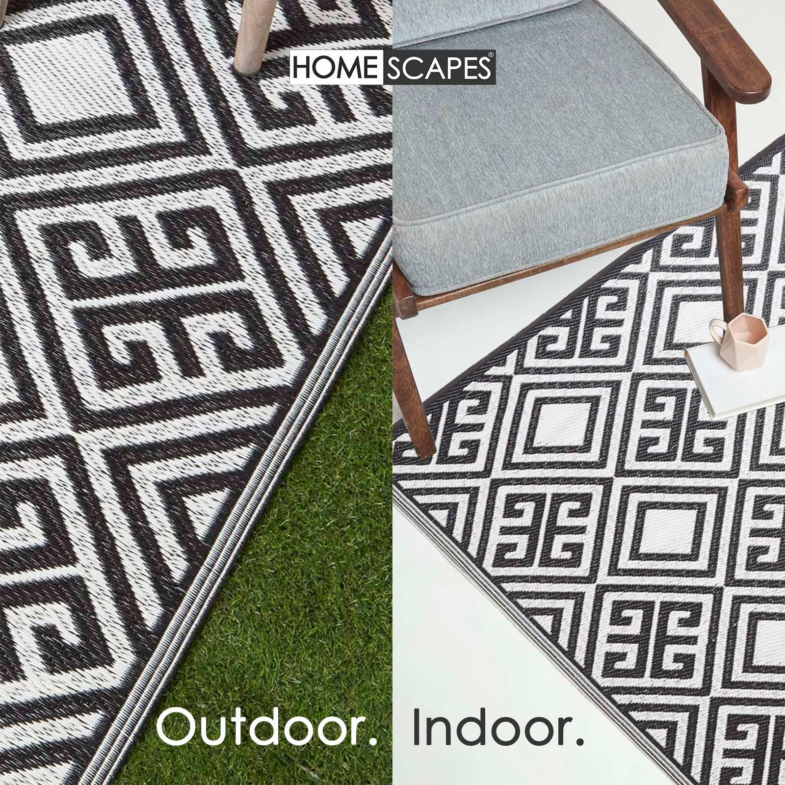 Reversible Indoor/Outdoor Garden Rugs in Motif Mosaic Leaf & Geometric Pattern - Picture 29 of 67