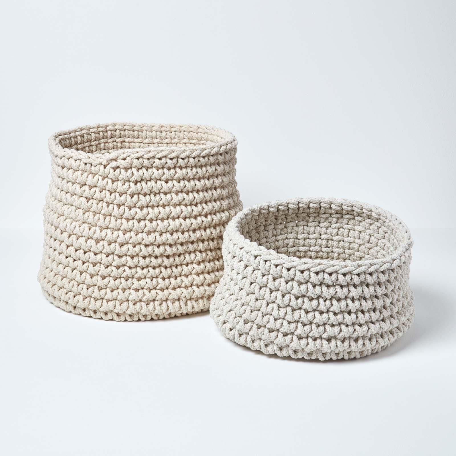 100% Cotton Round Knitted Storage Basket Books & Cloths Storage Handmade Basket - Picture 79 of 135