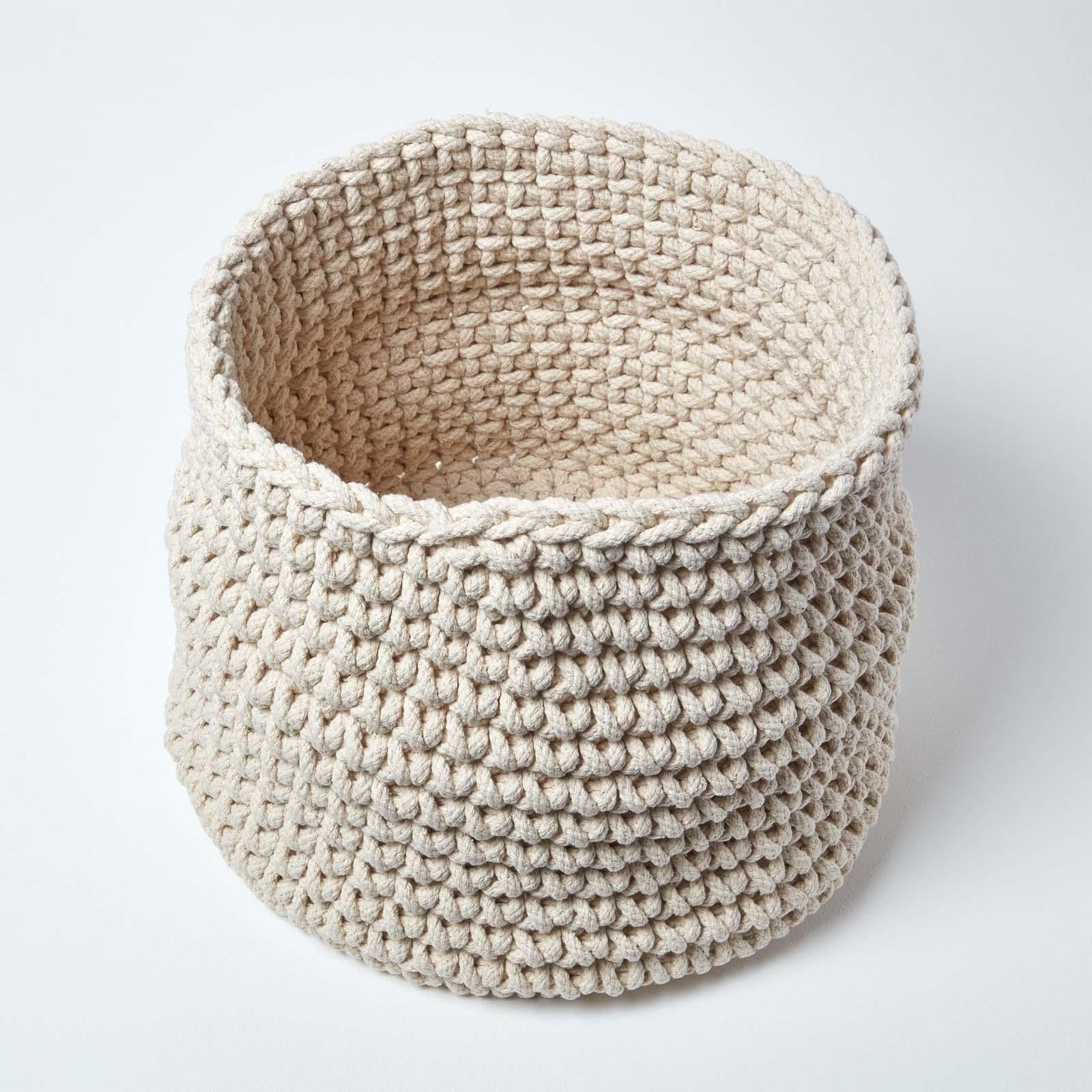 100% Cotton Round Knitted Storage Basket Books & Cloths Storage Handmade Basket - Picture 76 of 135