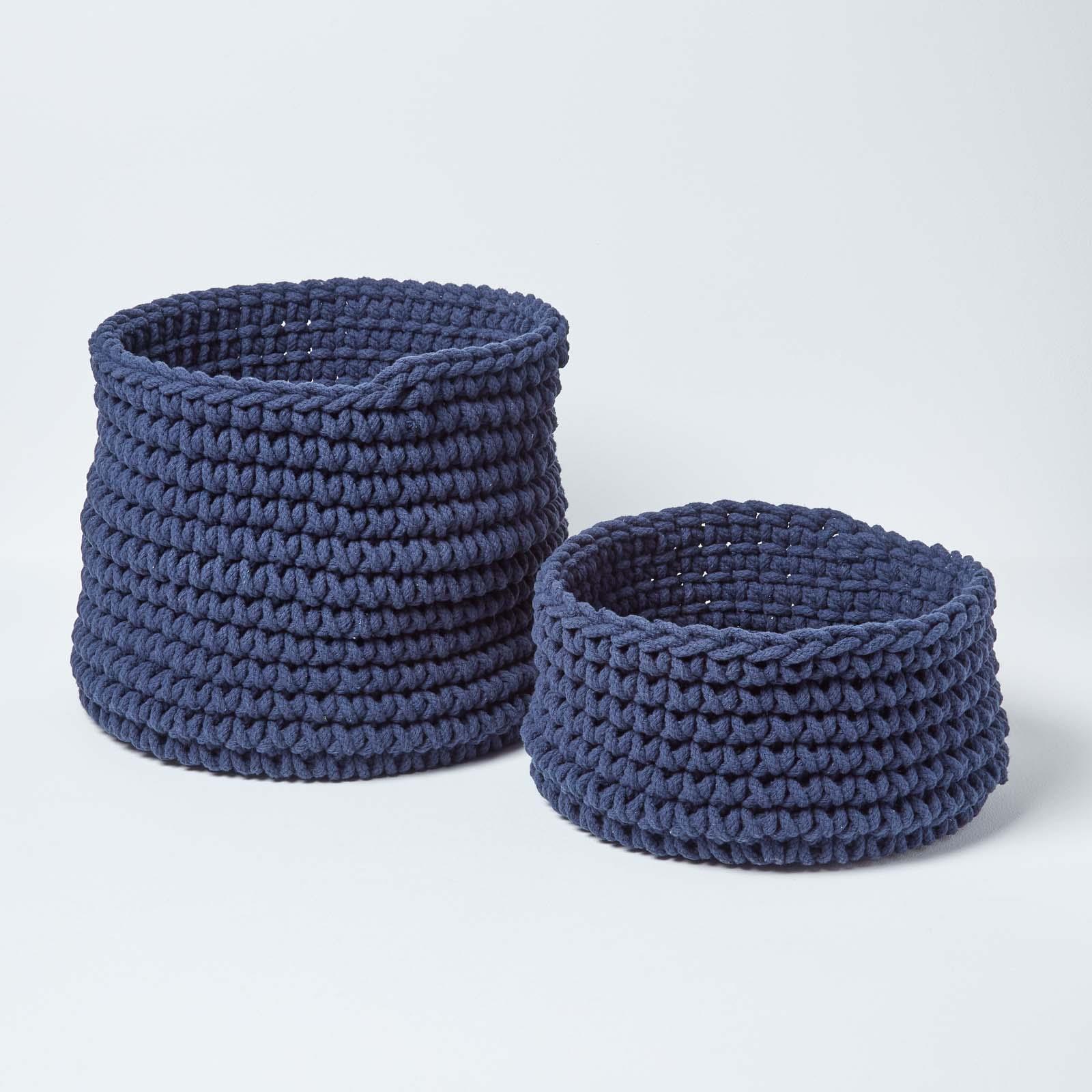 100% Cotton Round Knitted Storage Basket Books & Cloths Storage Handmade Basket - Picture 86 of 135