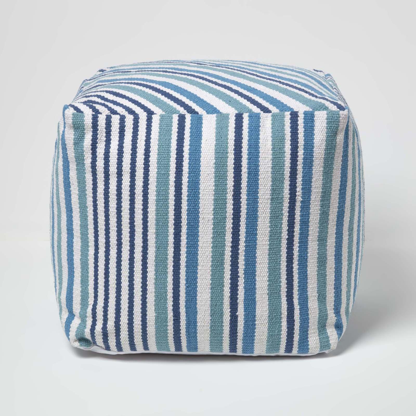 Striped Square Bean Bag Footstools Foot Rest Stool Pouffe Ottoman - Picture 2 of 26
