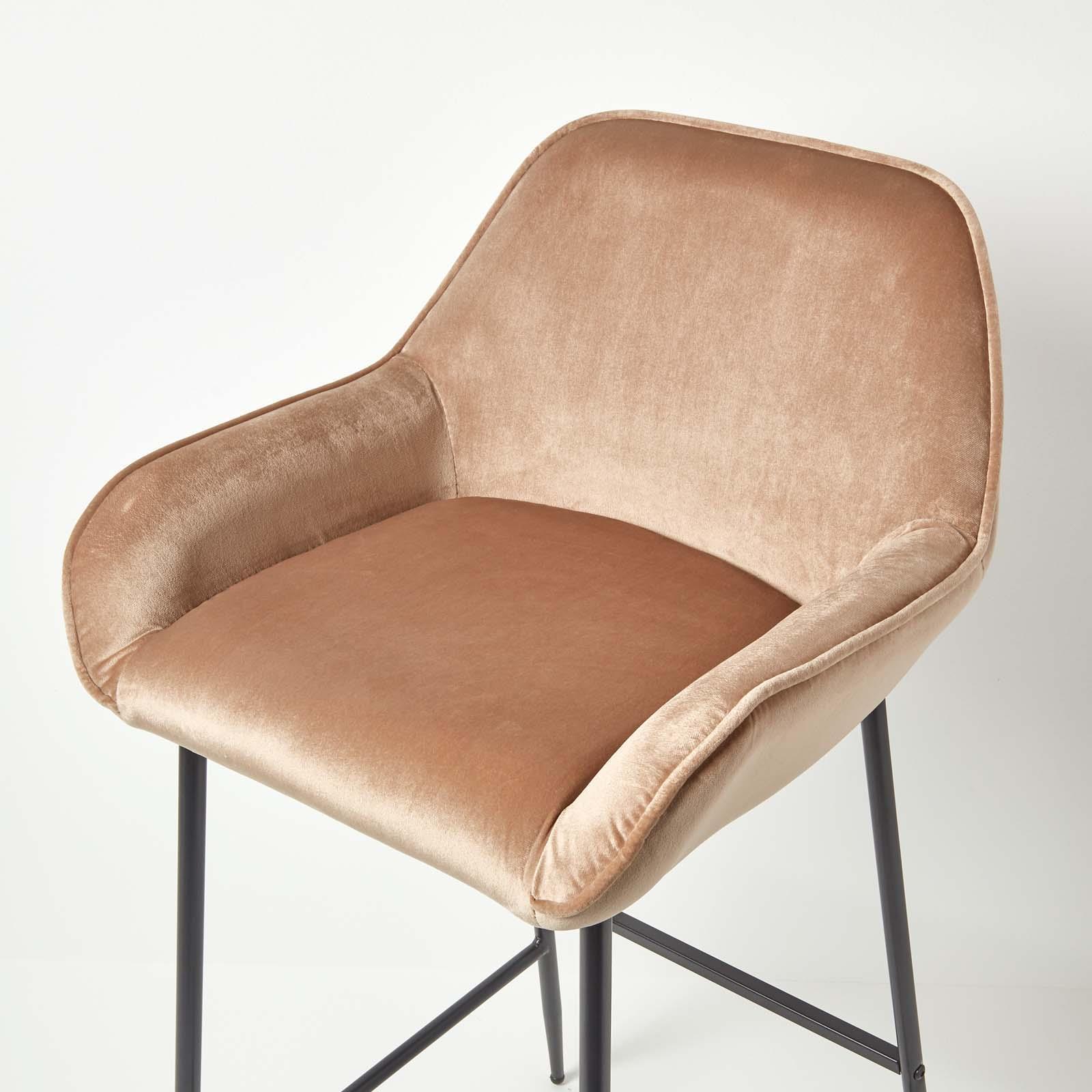 Velvet Bar Stool Chair On-Trend Kitchen Breakfast Bar Stool with Backrest - Picture 12 of 40