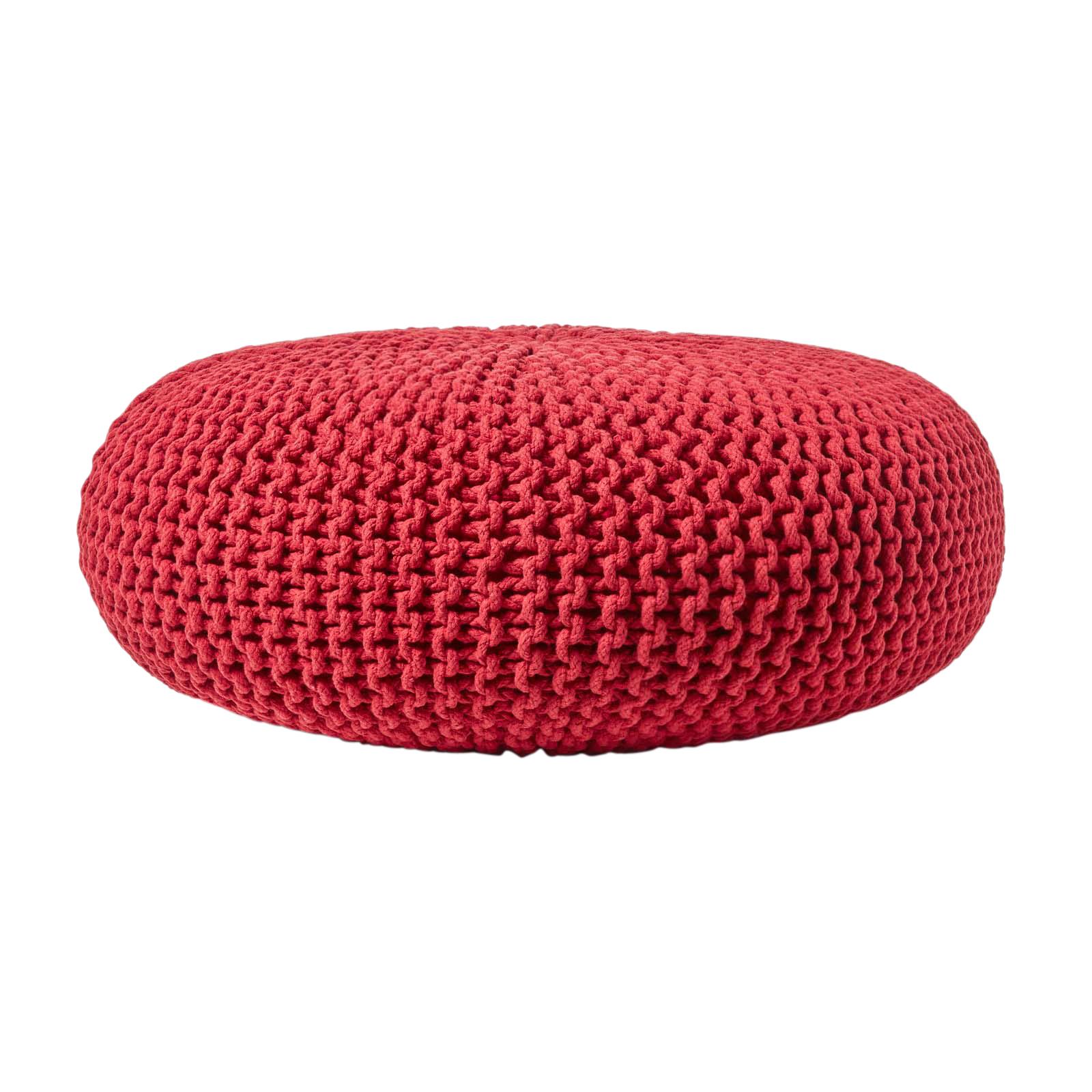Large Round Cotton Knitted Pouffes Footstools Red, Yellow, Black, Grey, Natural - Picture 91 of 108