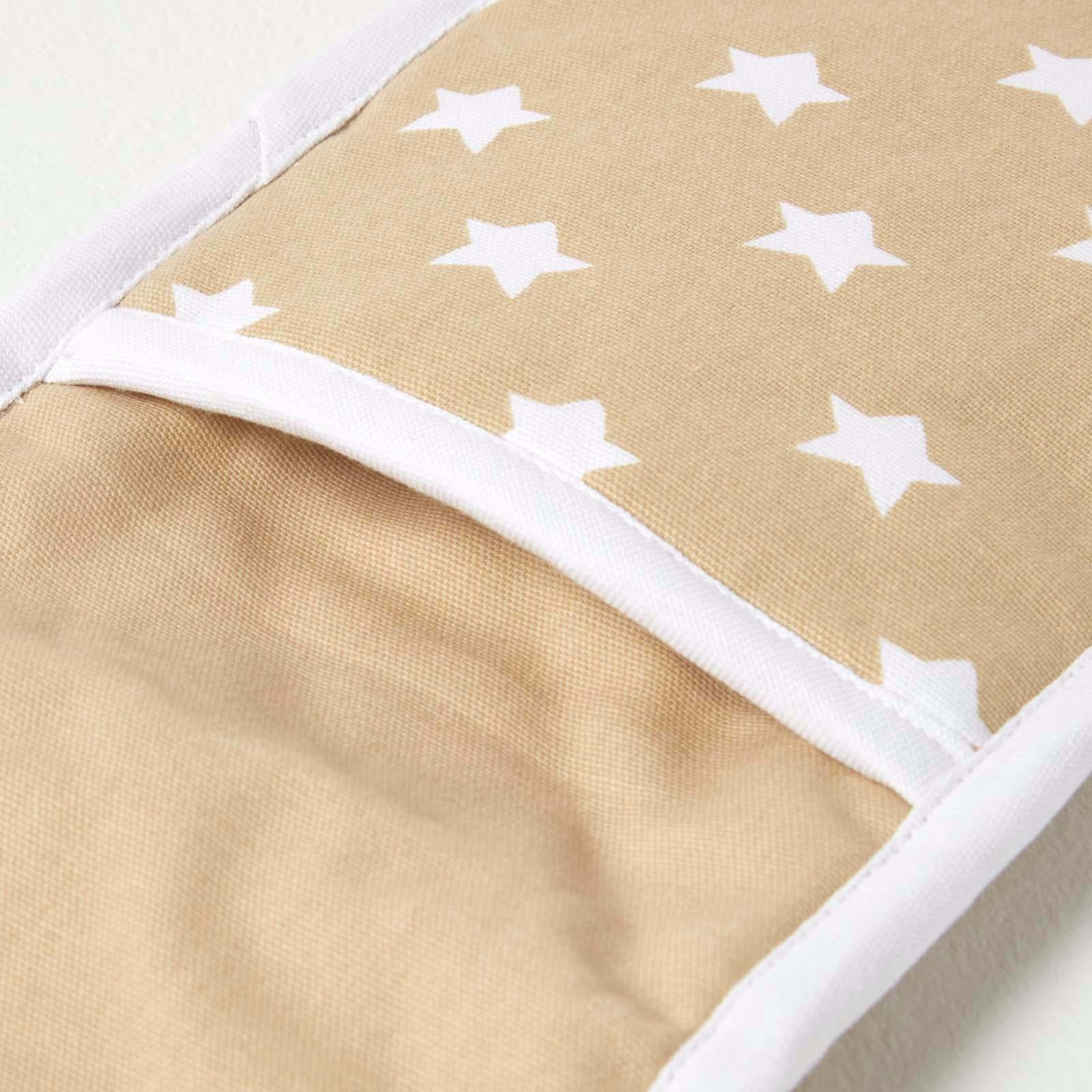 Cotton Beige And White Stars Kitchen Double Oven Gloves Apron Towel Pot Holder - Picture 9 of 26