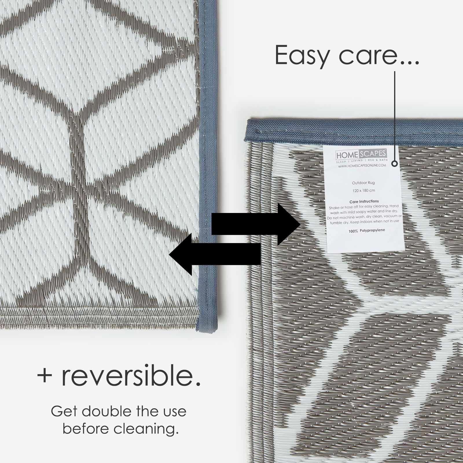 Reversible Indoor/Outdoor Garden Rugs in Motif Mosaic Leaf & Geometric Pattern - Picture 36 of 67