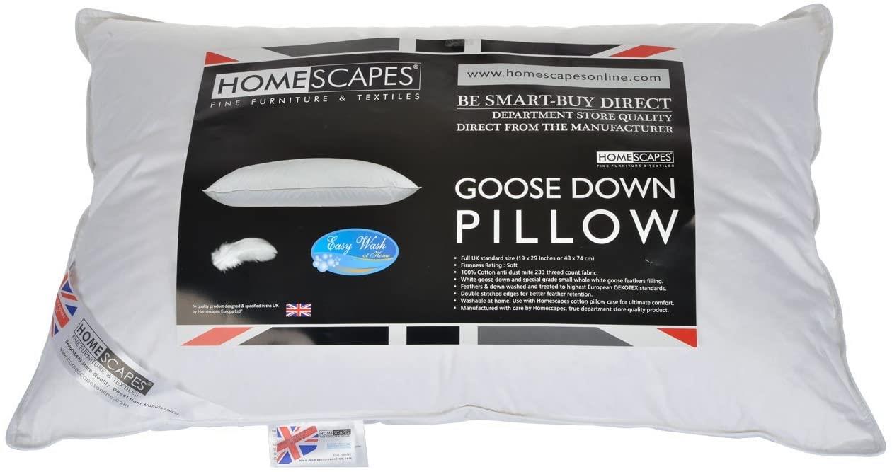 Homescapes Feather Pillows Duck Goose Down Body V Shaped King Size