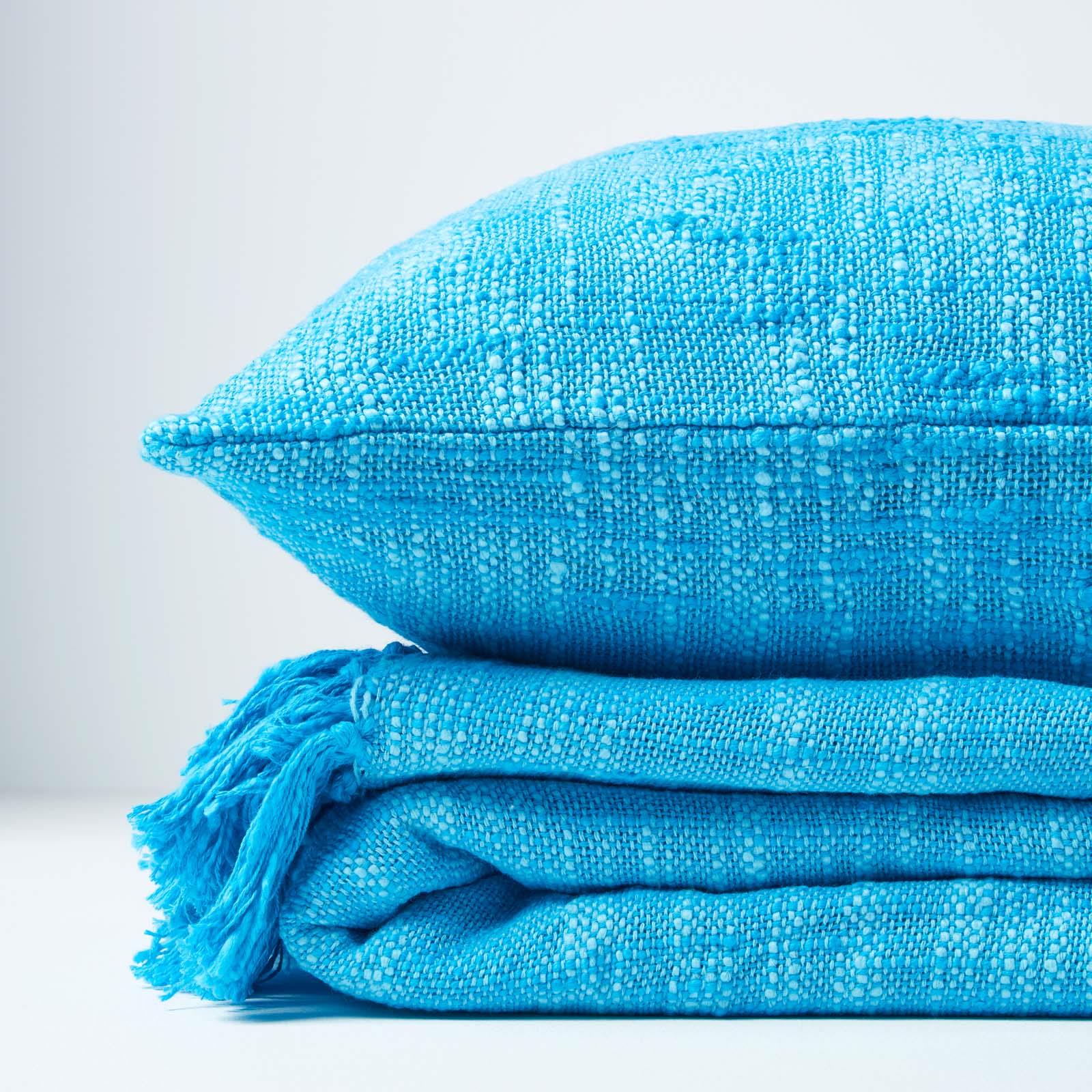 Homescapes Hand woven 100% Pure Cotton Throws for Bed or Sofa Yellow Grey Purple - Picture 44 of 54