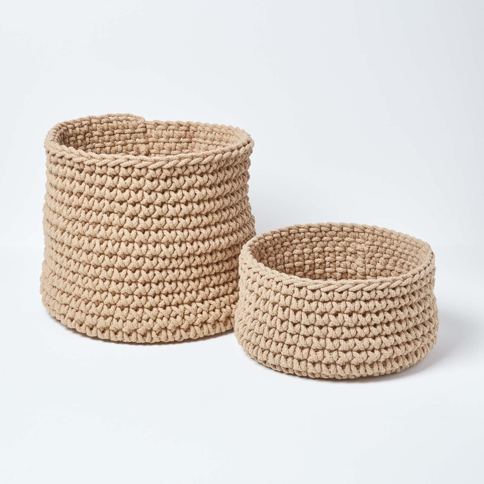100% Cotton Round Knitted Storage Basket Books & Cloths Storage Handmade Basket - Picture 65 of 135
