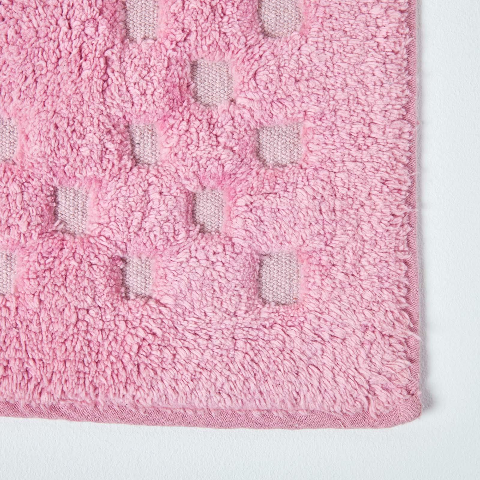 Shower Mats Bath & Pedestal Set Non Slip Soft 100 Cotton Washable Check Border eBay