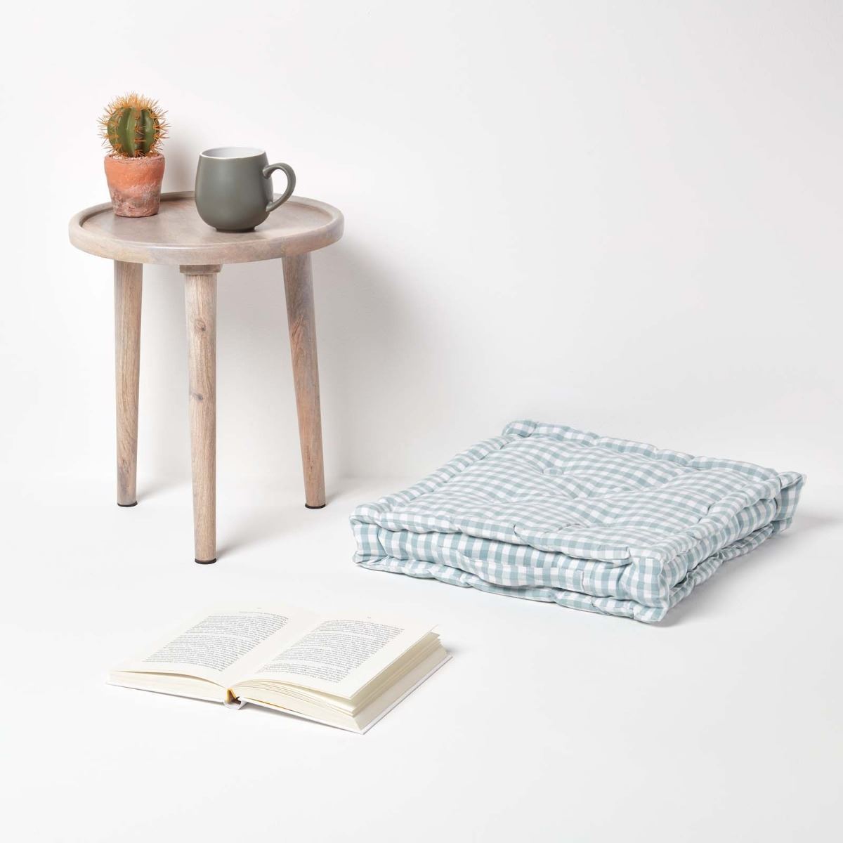 Gingham Check Large Floor Cushions Outdoor Garden Dining Booster Seat Pads - Picture 9 of 25
