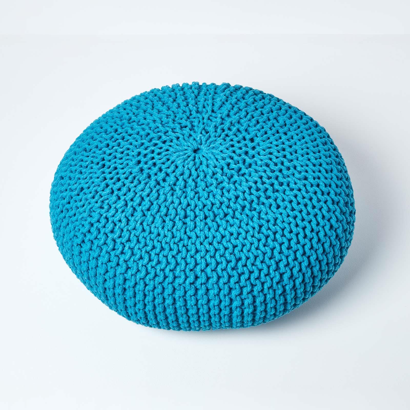 Large Round Cotton Knitted Pouffes Footstools Red, Yellow, Black, Grey, Natural - Picture 99 of 108