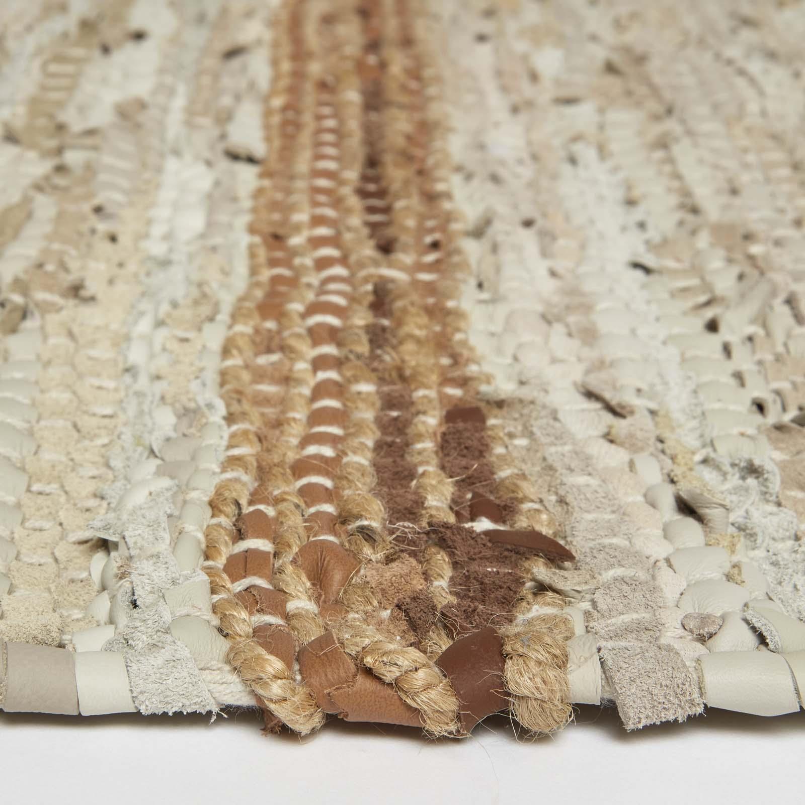 Handmade Stripe Design Recycled Eco Friendly Real Leather Rug and Runner - Picture 8 of 17