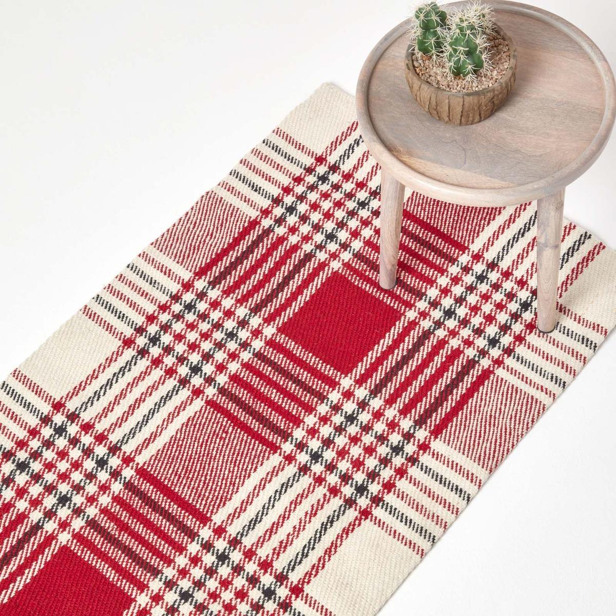 Handwoven 100% Wool Non Slip Rug/Hall Runner Traditional Scottish Tartan Check - Picture 10 of 22