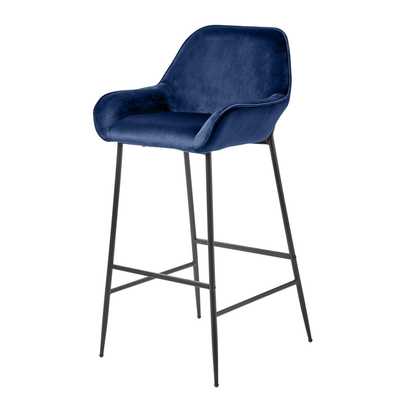 Velvet Bar Stool Chair On-Trend Kitchen Breakfast Bar Stool with Backrest - Picture 26 of 40